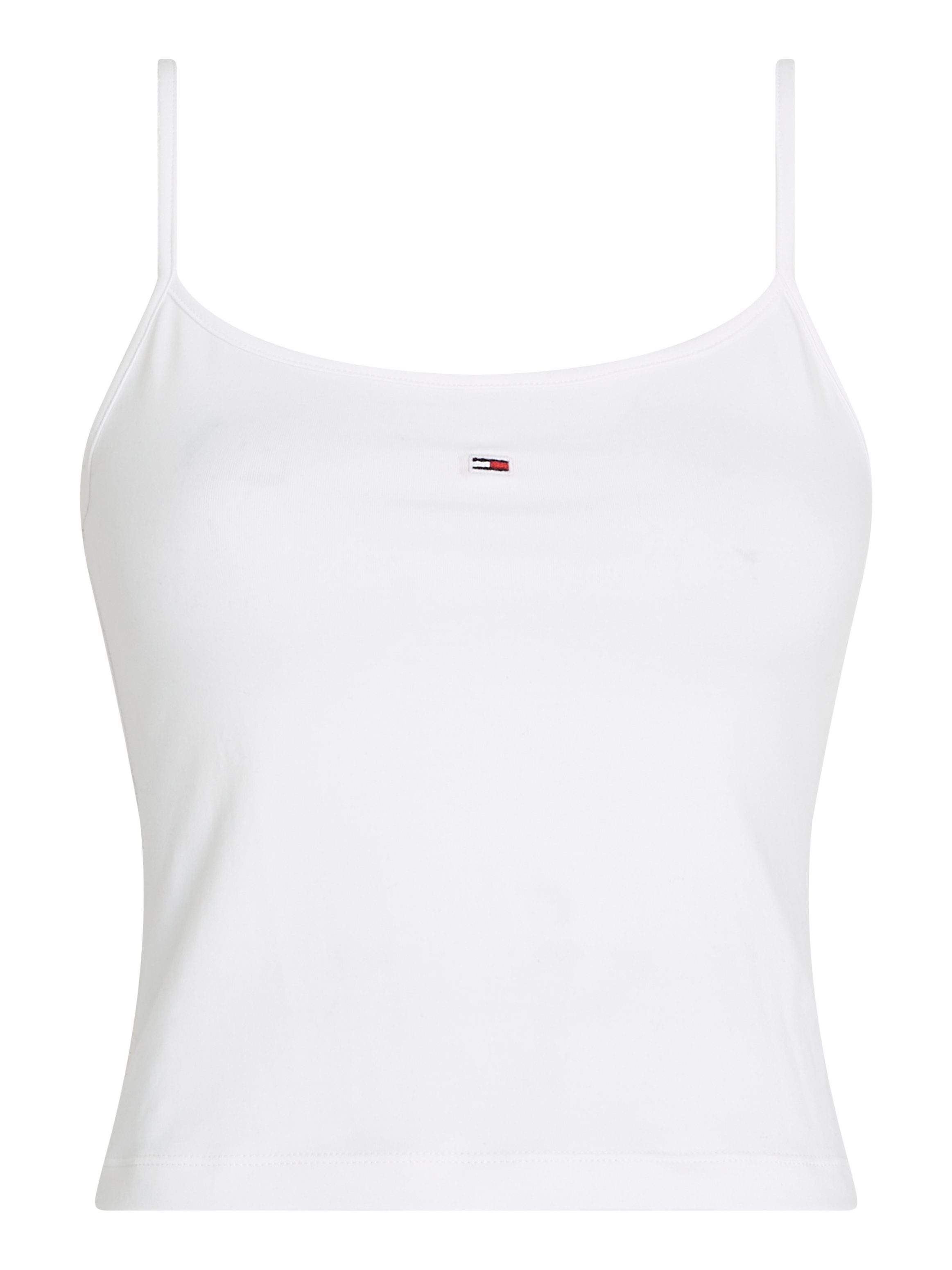 TOMMY JEANS Top met spaghettibandjes Crop Essential Strap Tank Top, kort met verstelbare spaghettibandjes merklogo
