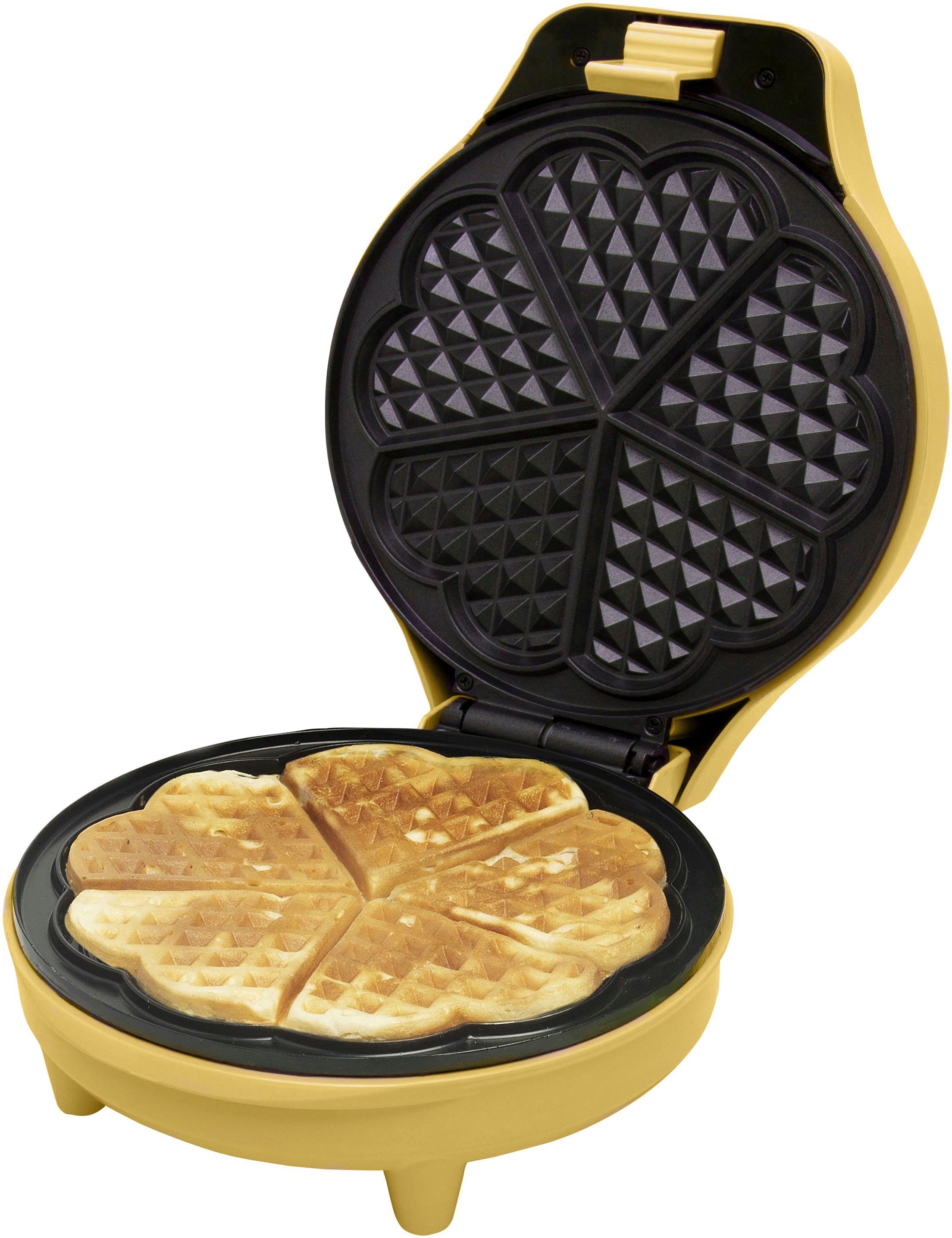 bestron Wafelijzer ASW217 voor klassieke hartvormige wafels, met antiaanbaklaag, retrodesign