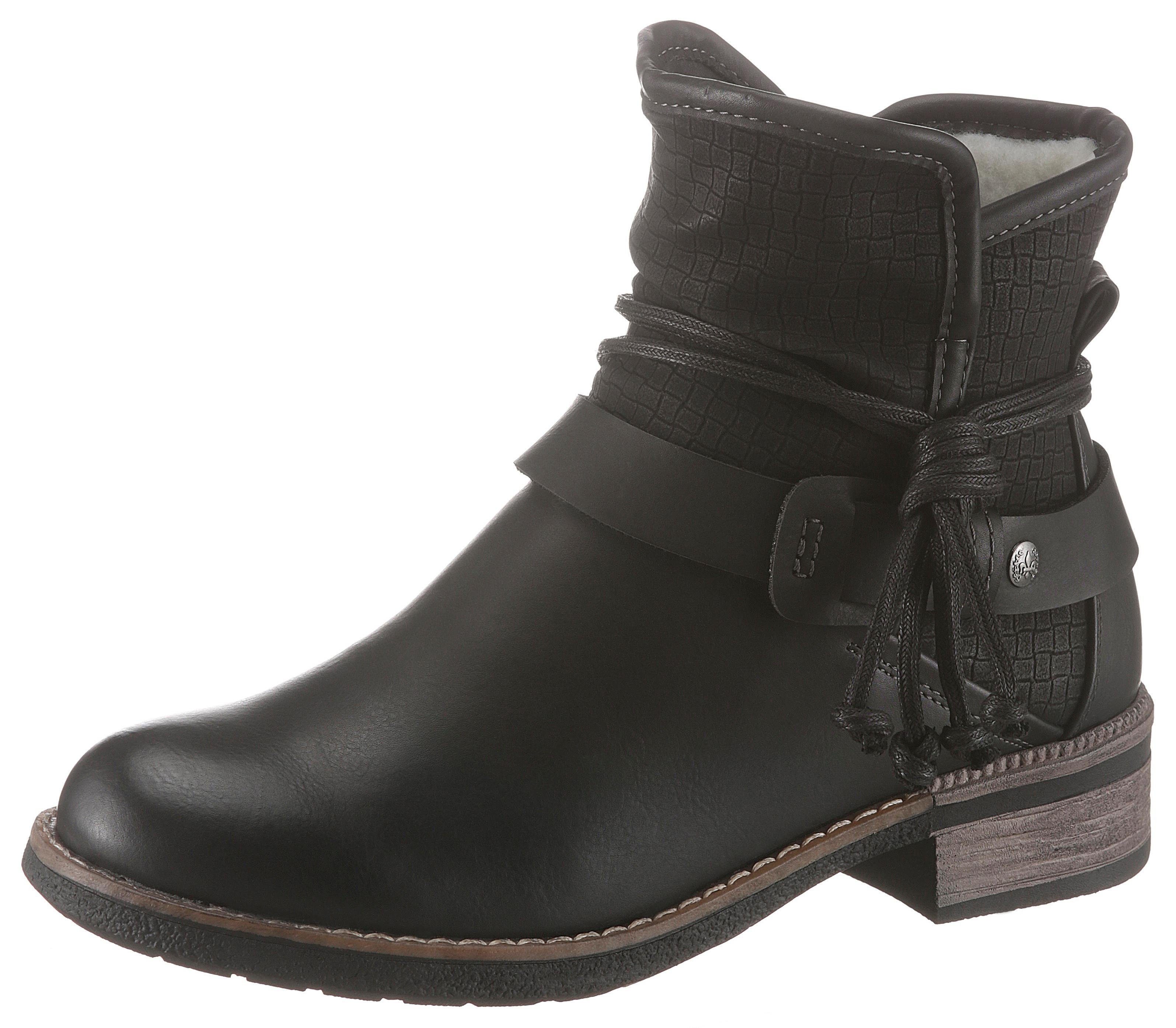 Rieker Winterlaarzen , winterankle boots, blokhak, warme voering, met decoratieve banden