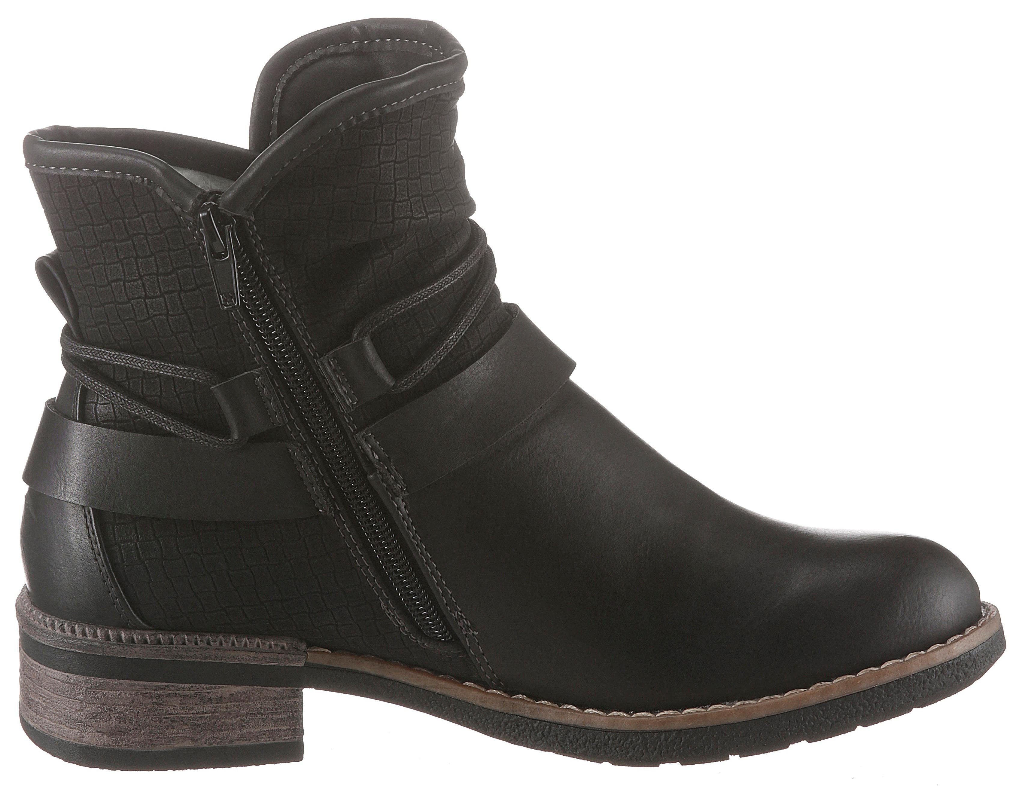 Rieker Winterlaarzen , winterankle boots, blokhak, warme voering, met decoratieve banden