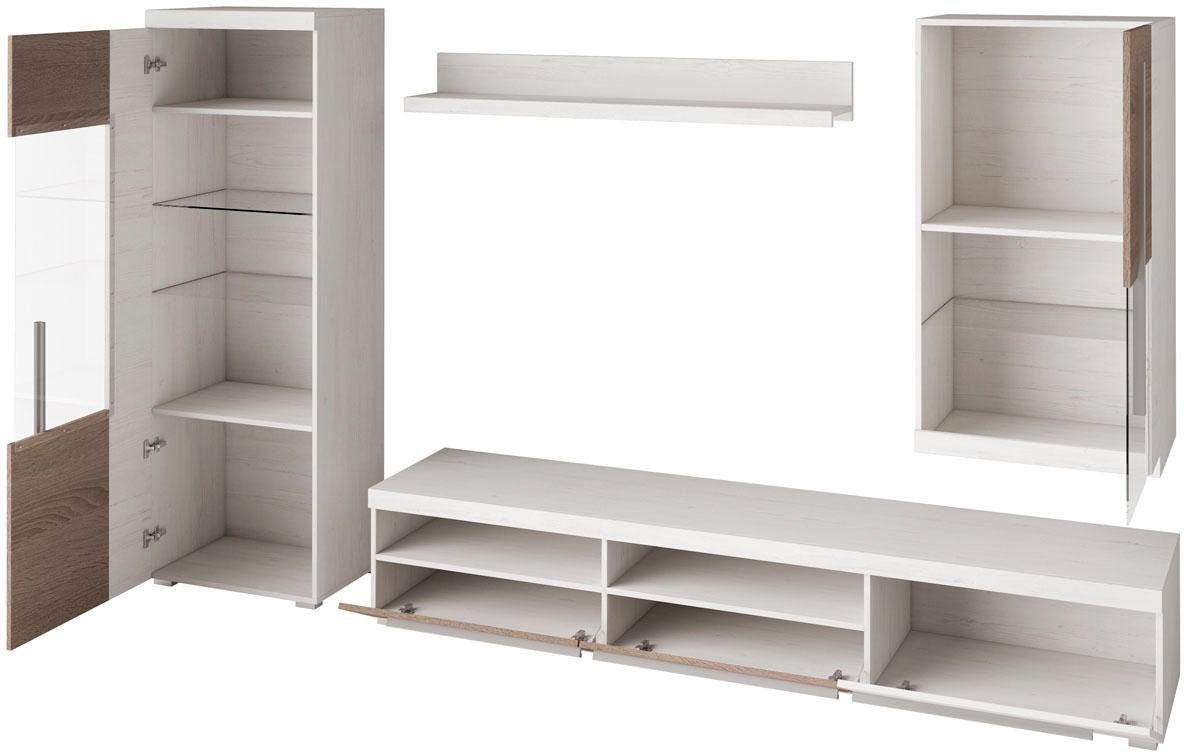 INOSIGN Wandmeubel Roger, breedte 255 cm modern mediawandmeubel zonder verlichting (set, 4 stuks)