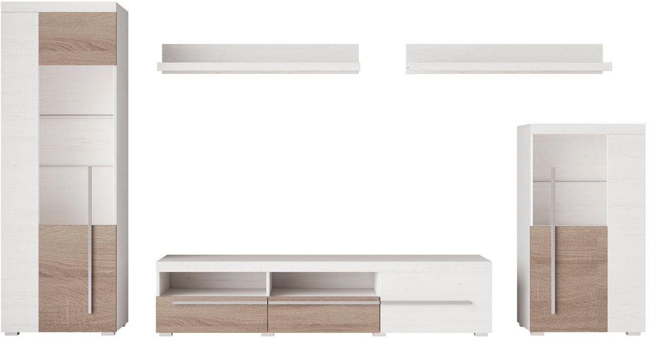INOSIGN Wandmeubel Roger, breedte 270 cm modern mediawandmeubel zonder verlichting Aanbouwwand (set, 5-st) veel opbergruimte, vitrines met glazen deur (set, 5 stuks)