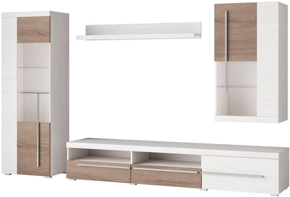 INOSIGN Wandmeubel Roger, breedte 255 cm modern mediawandmeubel zonder verlichting (set, 4 stuks)