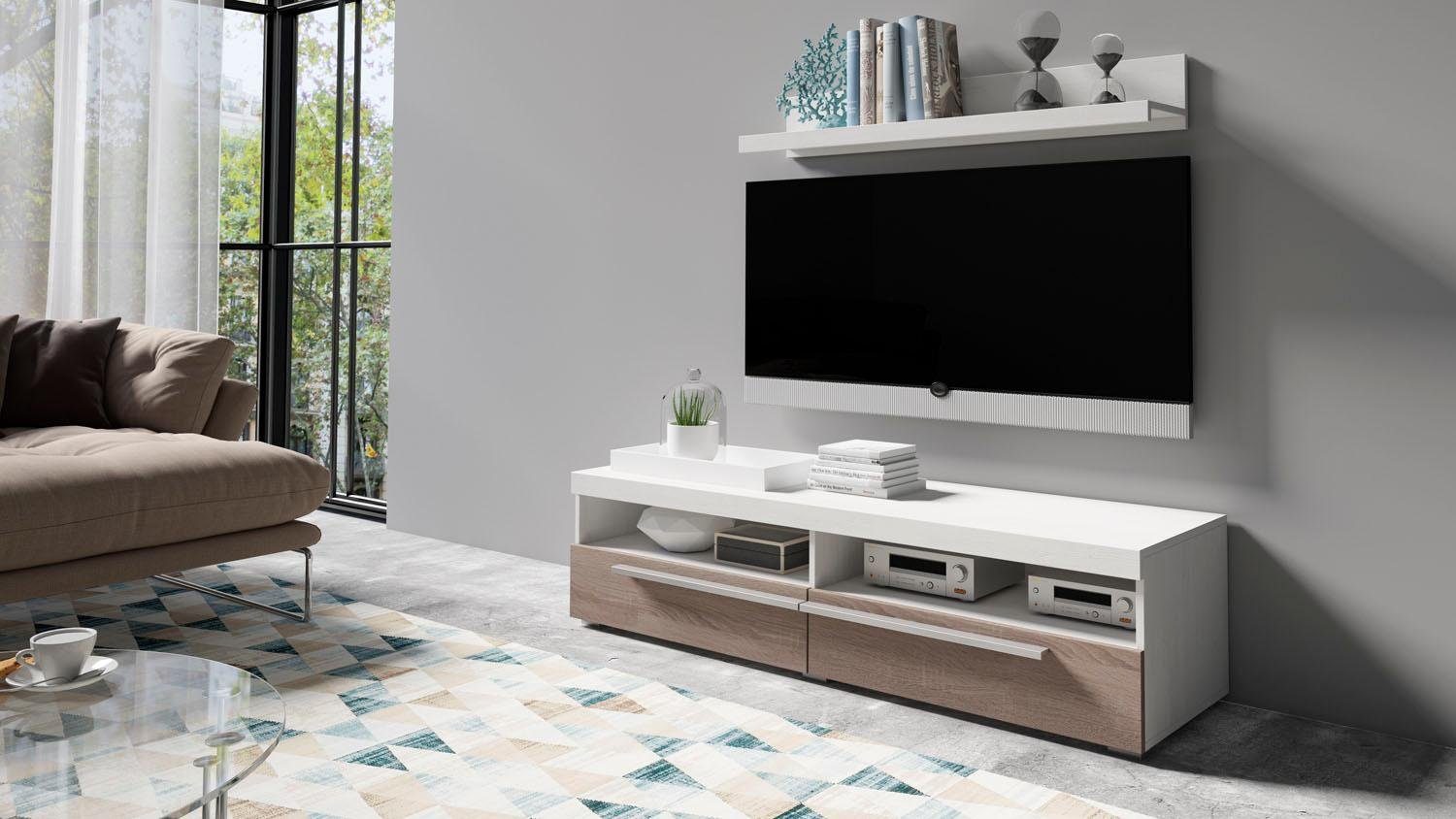 INOSIGN Tv-meubel Roger, breedte 140 cm, stijlvolle TV-kast, inclusief wandboard