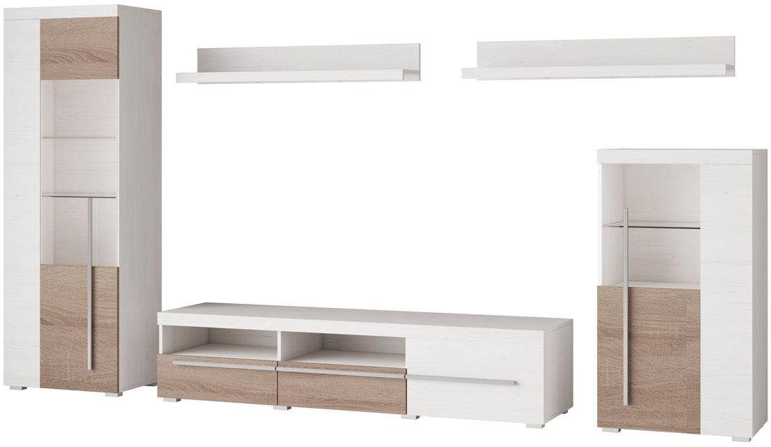 INOSIGN Wandmeubel Roger, breedte 270 cm modern mediawandmeubel zonder verlichting Aanbouwwand (set, 5-st) veel opbergruimte, vitrines met glazen deur (set, 5 stuks)