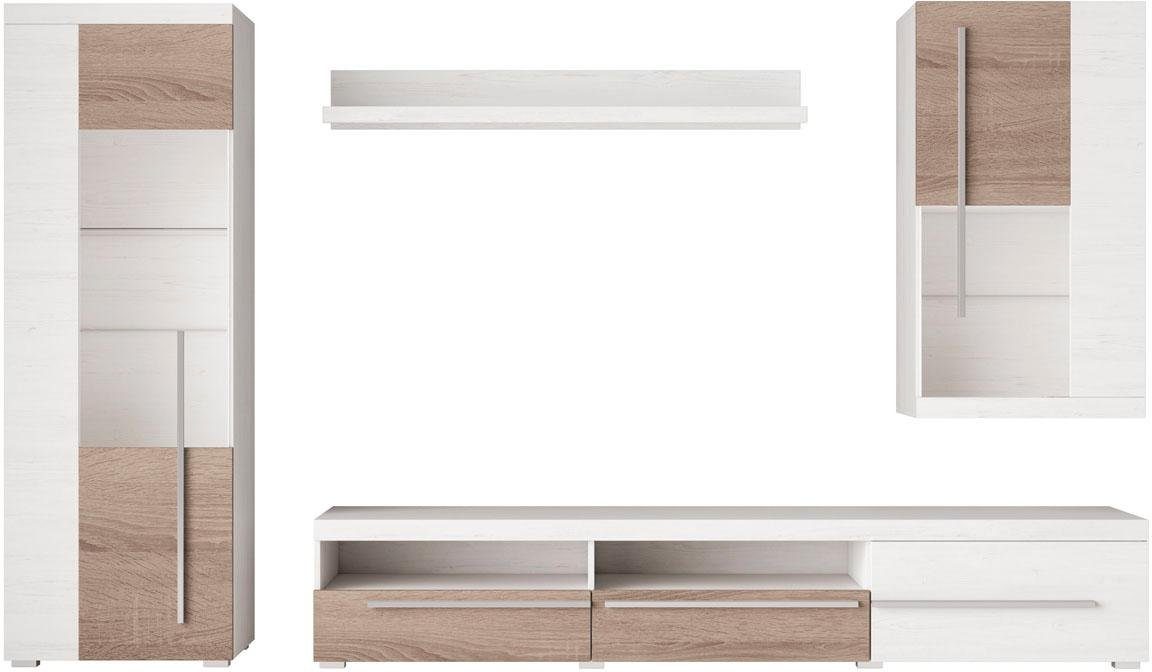 INOSIGN Wandmeubel Roger, breedte 255 cm modern mediawandmeubel zonder verlichting (set, 4 stuks)