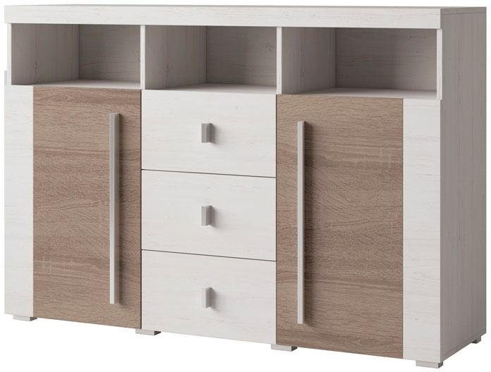 INOSIGN Dressoir Roger, breedte 132cm, stijlvolle kast, 2 houten deuren 3 laden