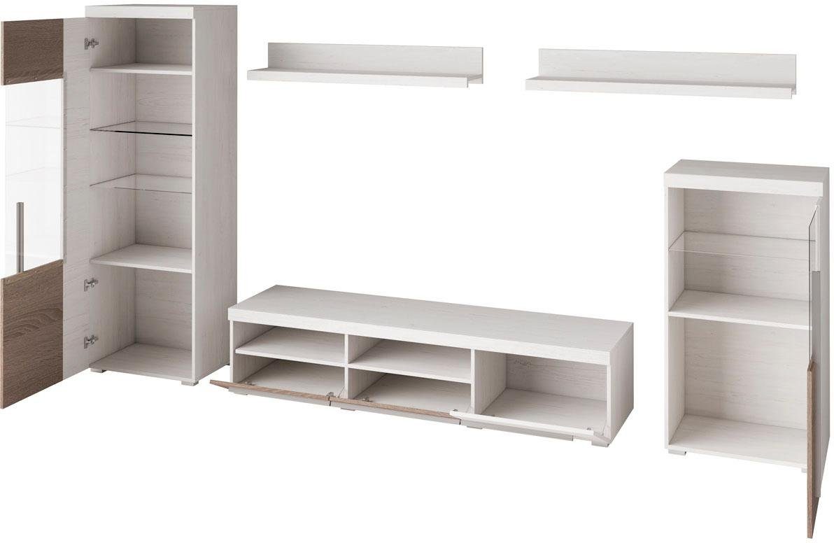 INOSIGN Wandmeubel Roger, breedte 270 cm modern mediawandmeubel zonder verlichting Aanbouwwand (set, 5-st) veel opbergruimte, vitrines met glazen deur (set, 5 stuks)