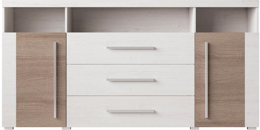 INOSIGN Dressoir Roger, breedte 182 cm, stijlvolle kast, 2 houten deuren 3 laden