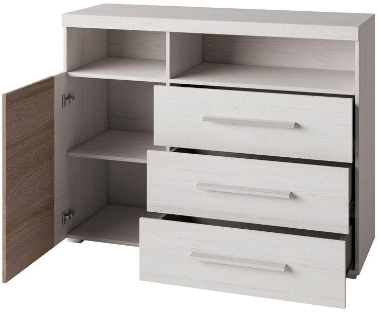 INOSIGN Kast Roger, breedte 120 cm, moderne sidetable met 3 laden Commode met veel opbergruimte, afmetingen 120x92x38,5 (B/H/D)