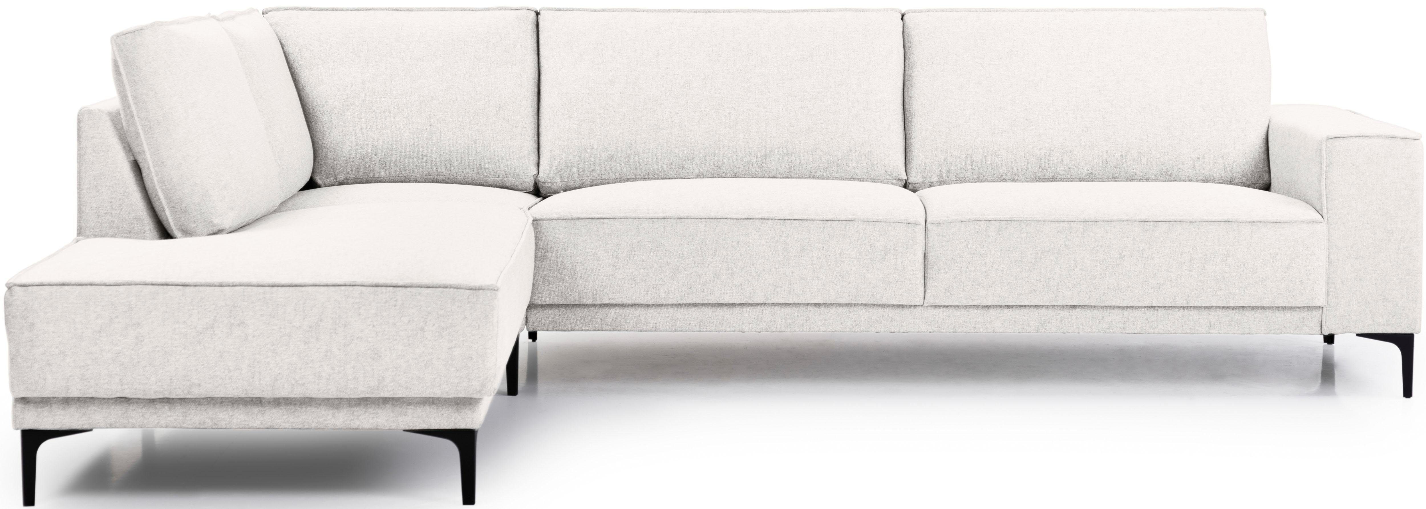 Places of Style Hoekbank Oland, structuur, platweefsel, luxe microvezel, bouclé L-vorm, 289 cm, golfondersteuning, Scandinavisch ontwerp, metalen poten