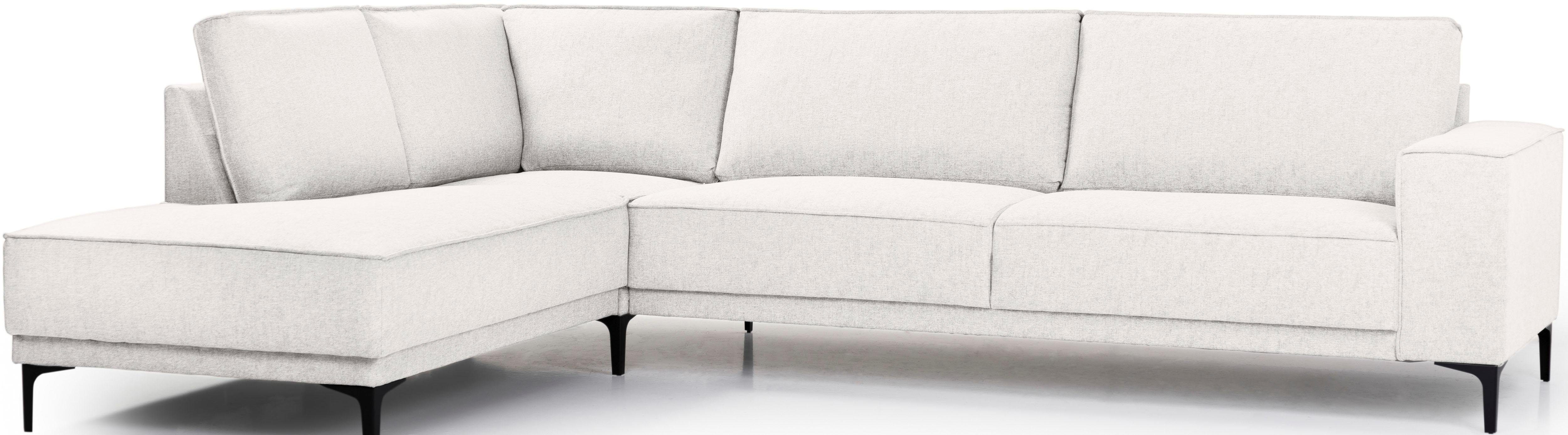 Places of Style Hoekbank Oland, structuur, platweefsel, luxe microvezel, bouclé L-vorm, 289 cm, golfondersteuning, Scandinavisch ontwerp, metalen poten