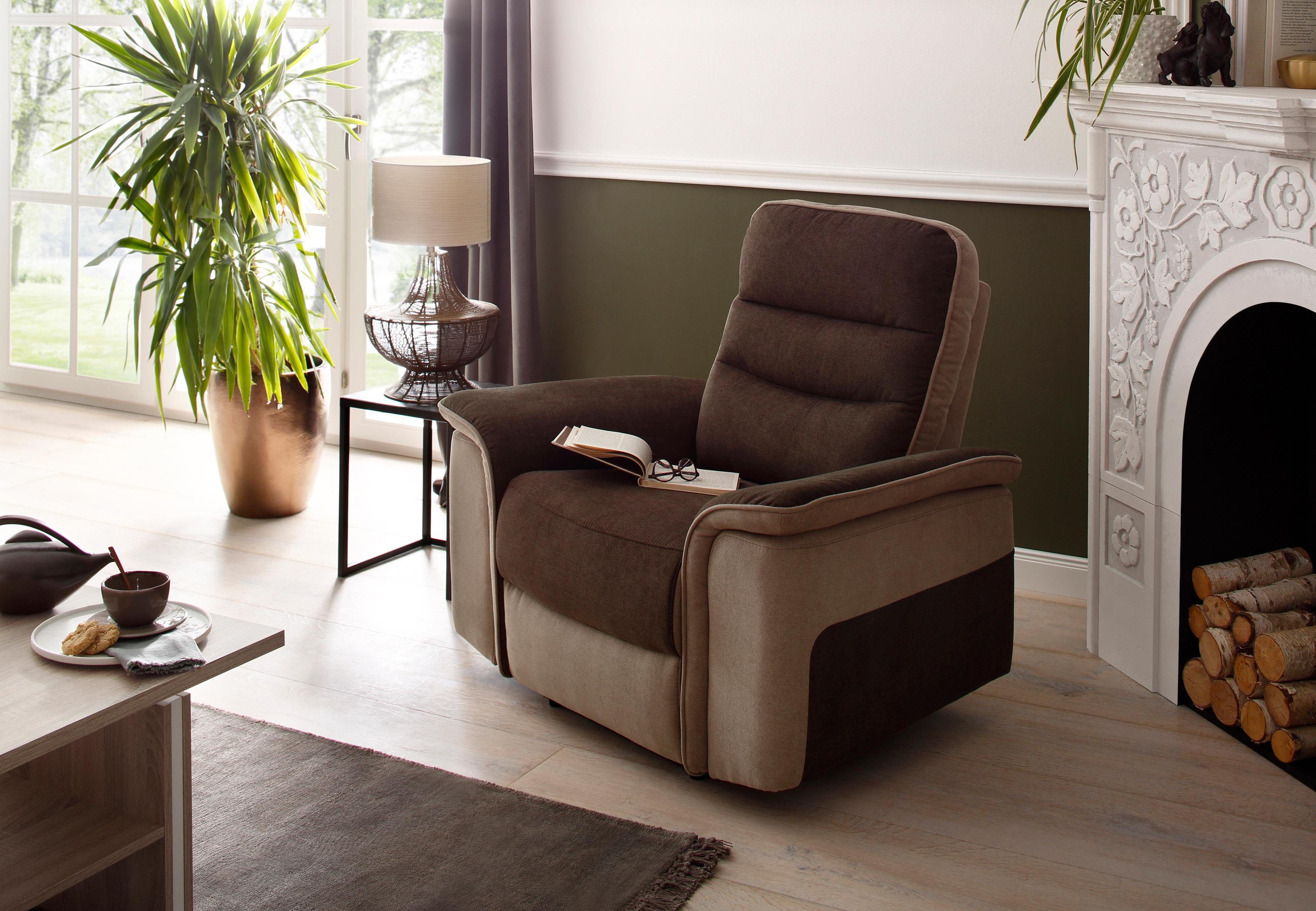 Home affaire Relaxfauteuil Maldini, TV-stoel met elektrische relaxfunctie en usb-stekkeraansluiting, breedte 109 cm tv-fauteuils maat Geweven stof