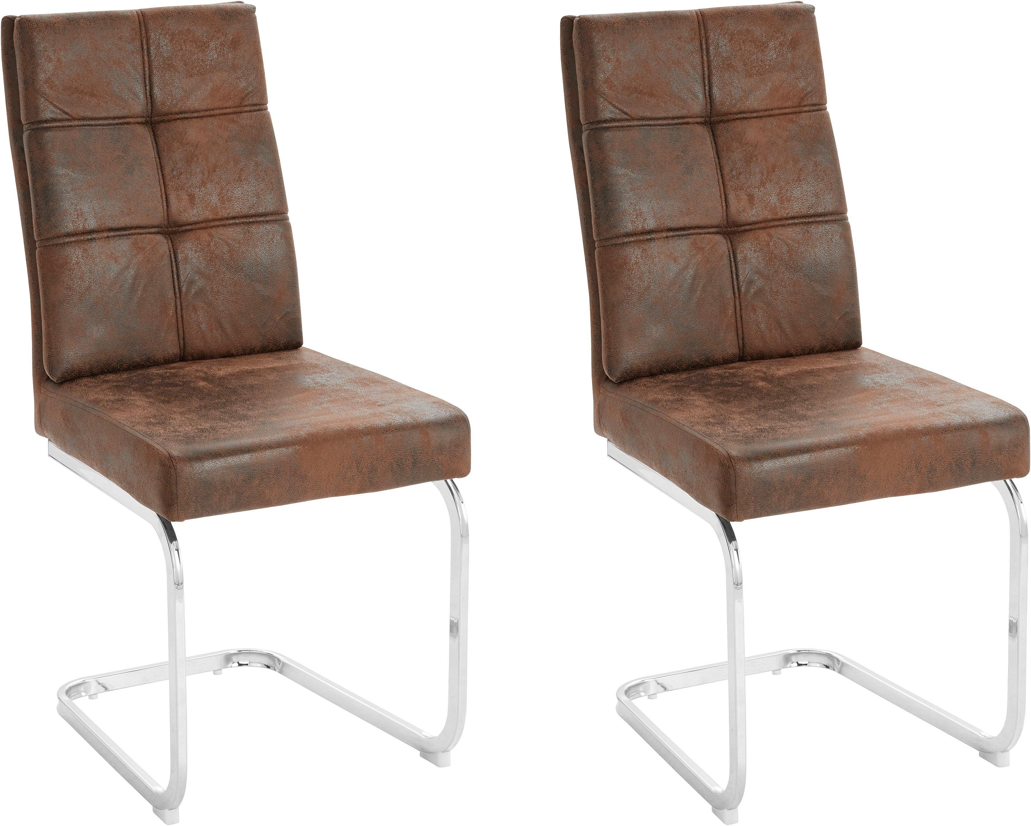 INOSIGN Eetkamerstoel Lale vrijhangende stoel (set van 2) overtrokken met robuuste microvezel, metalen frame
