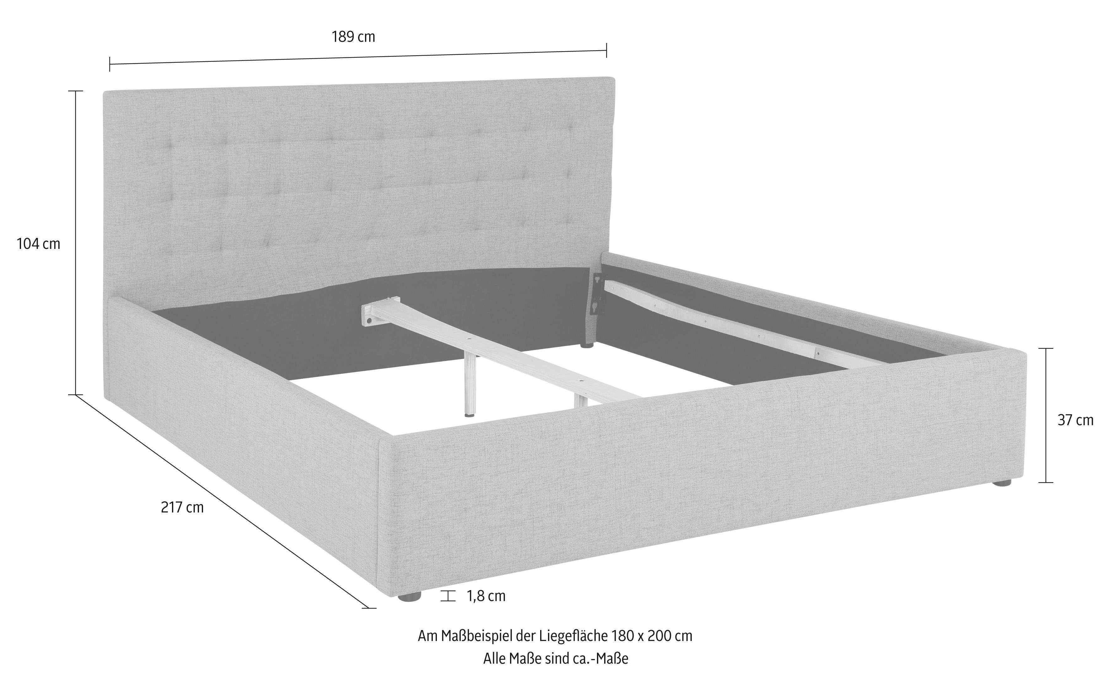 Home affaire Gestoffeerd bed Hamar, knoopstiksels in het hoofdeinde, tot 250 KG belastbaar