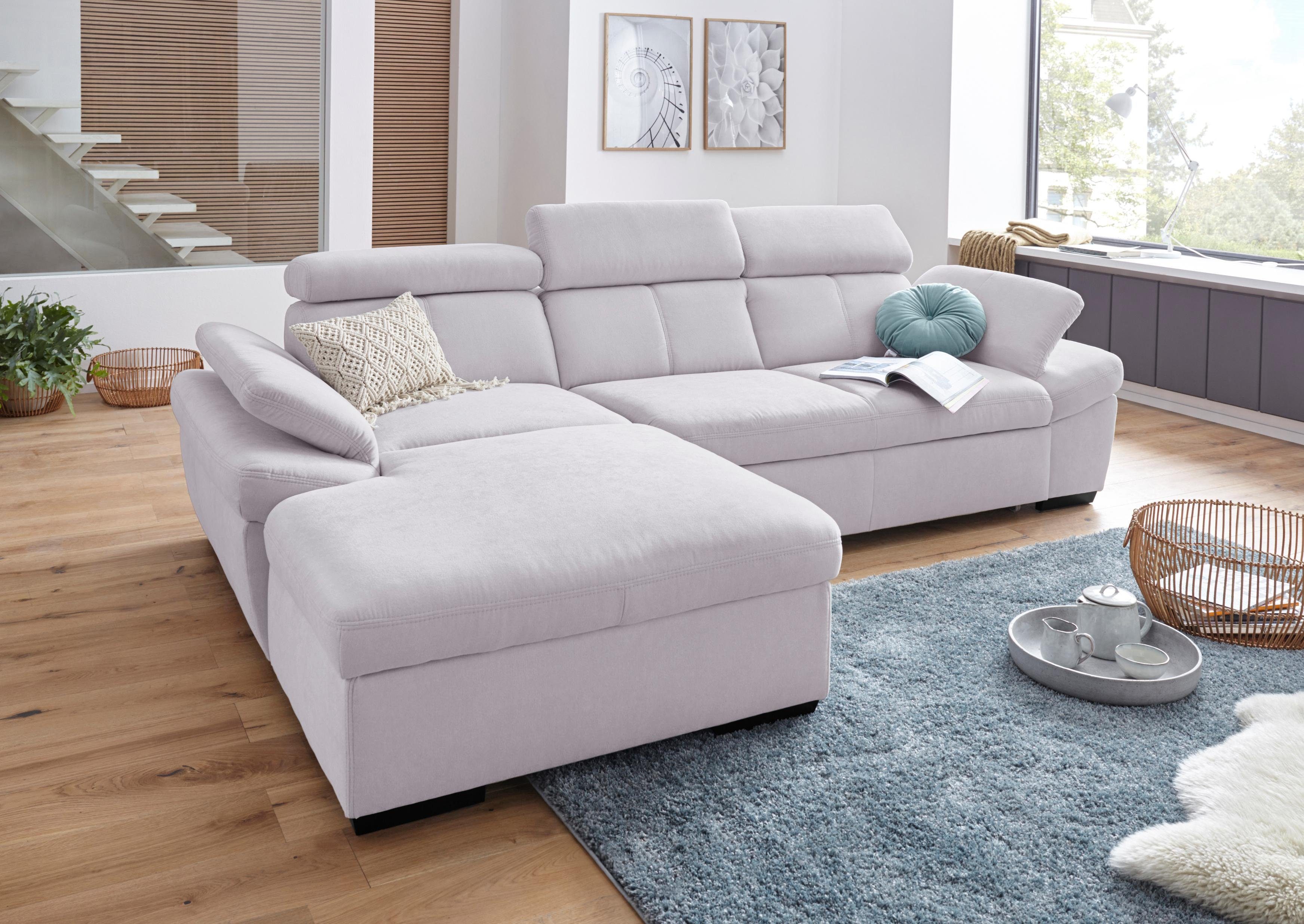 Exxpo - sofa fashion Hoekbank Salerno, incl. hoofd- en armdeelverstelling, elegant & comfortabel, L-vorm