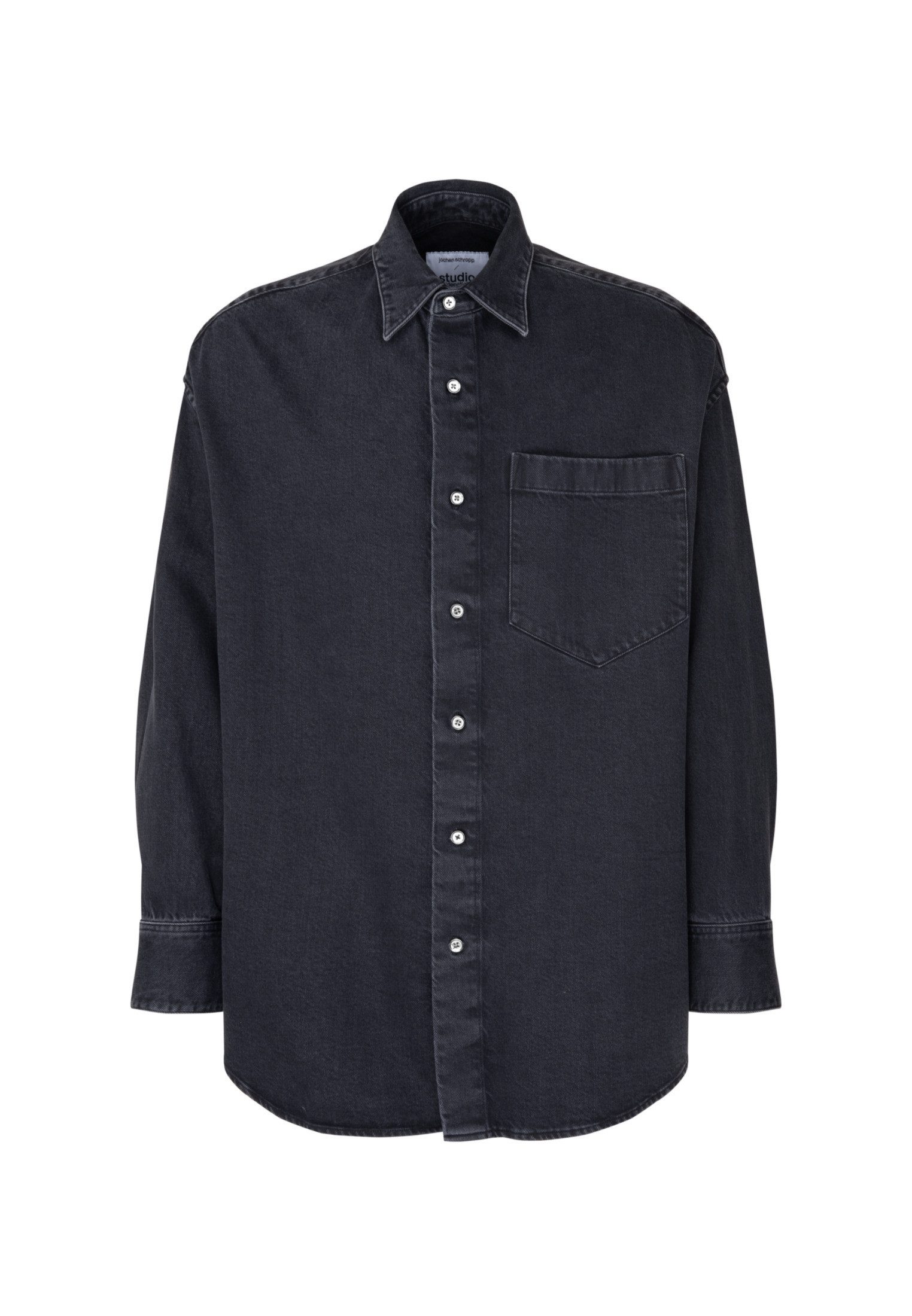 studio seidensticker Jeans overhemd Studio Oversized langarm kentkraag effen