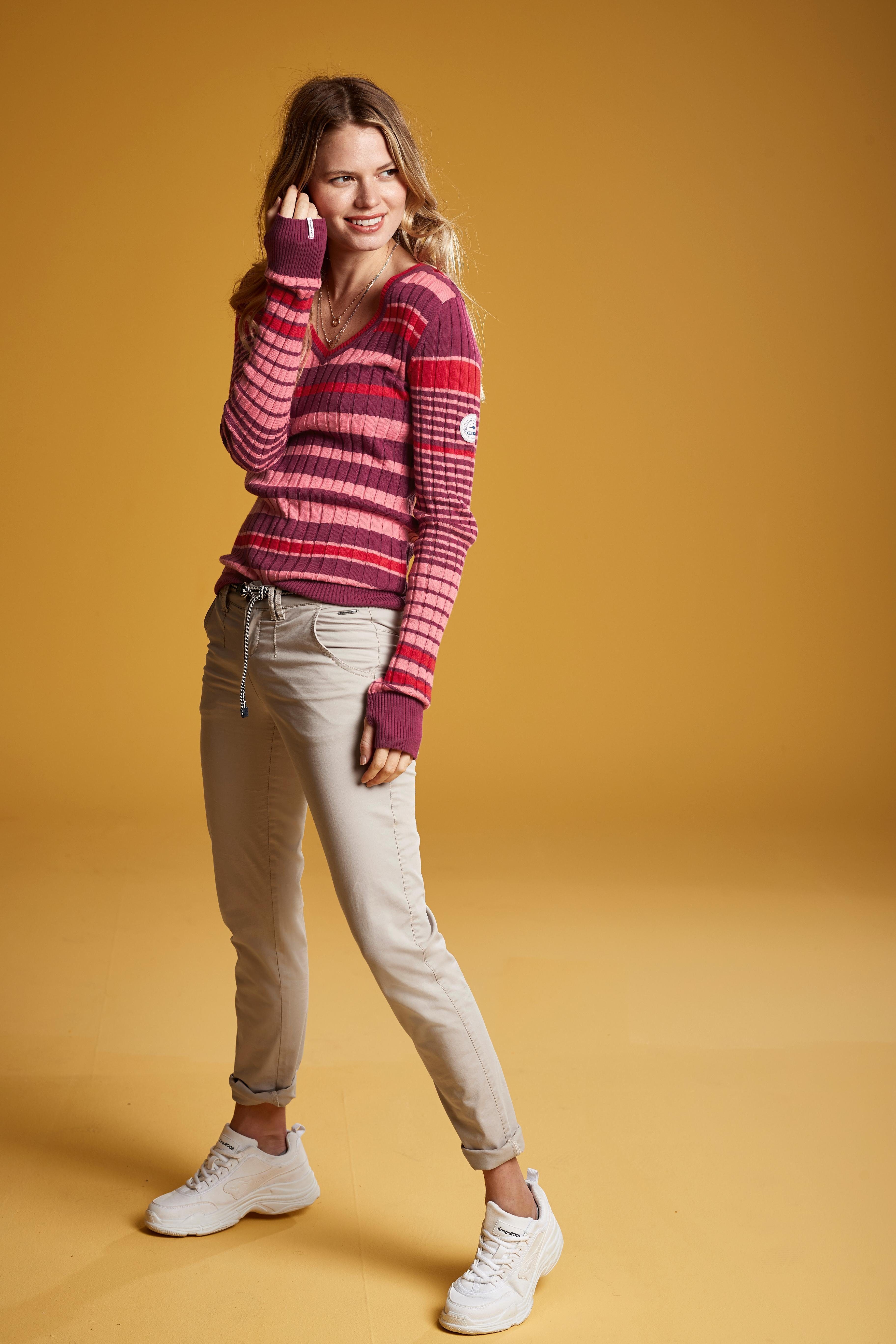 KangaROOS Chino in smal model, met koord te strikken (set, 2-delig, Met riem)
