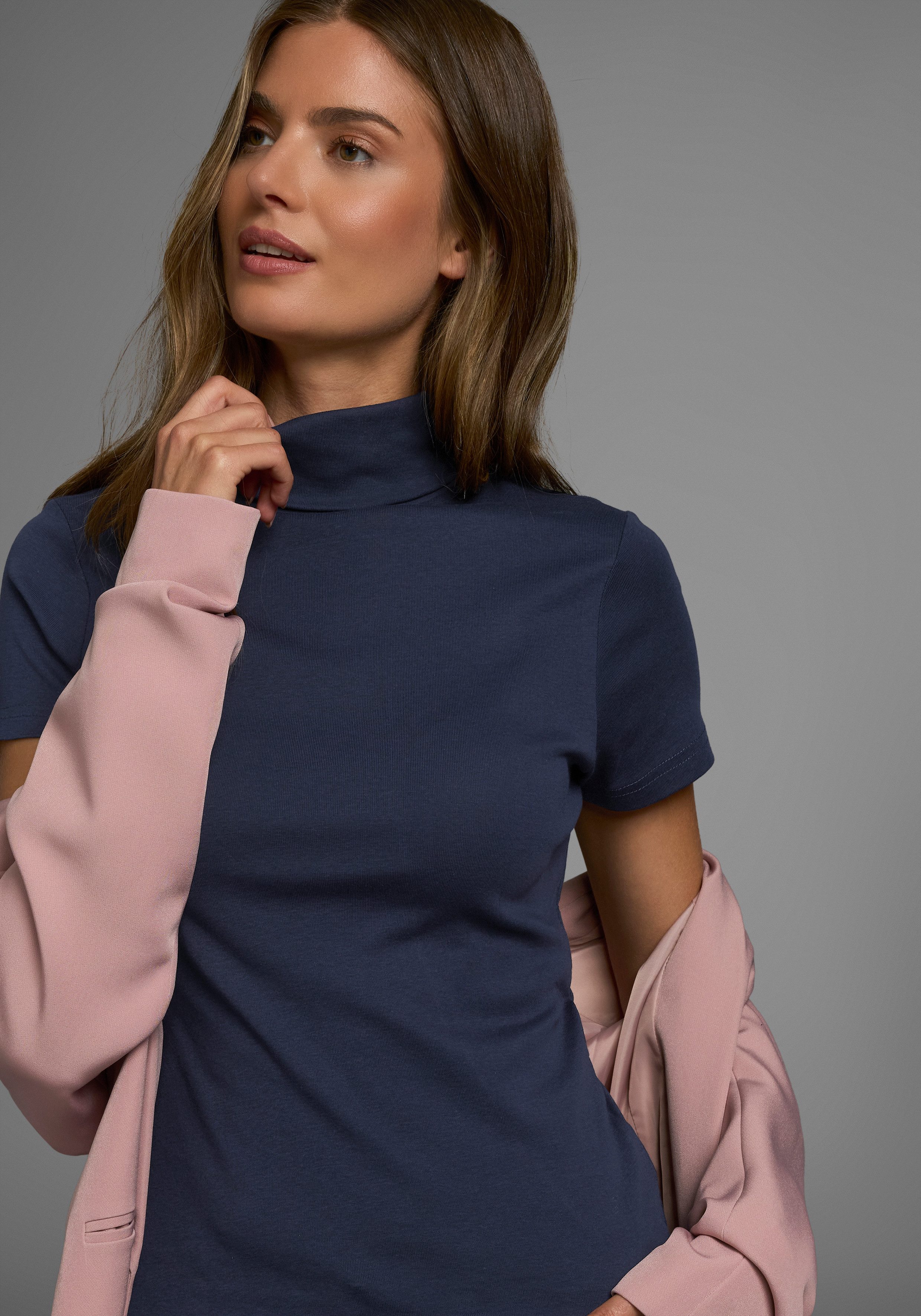 Flashlights Colshirt figuurvolgend, basic stijl, rolkragen, van 100% katoen, elastisch