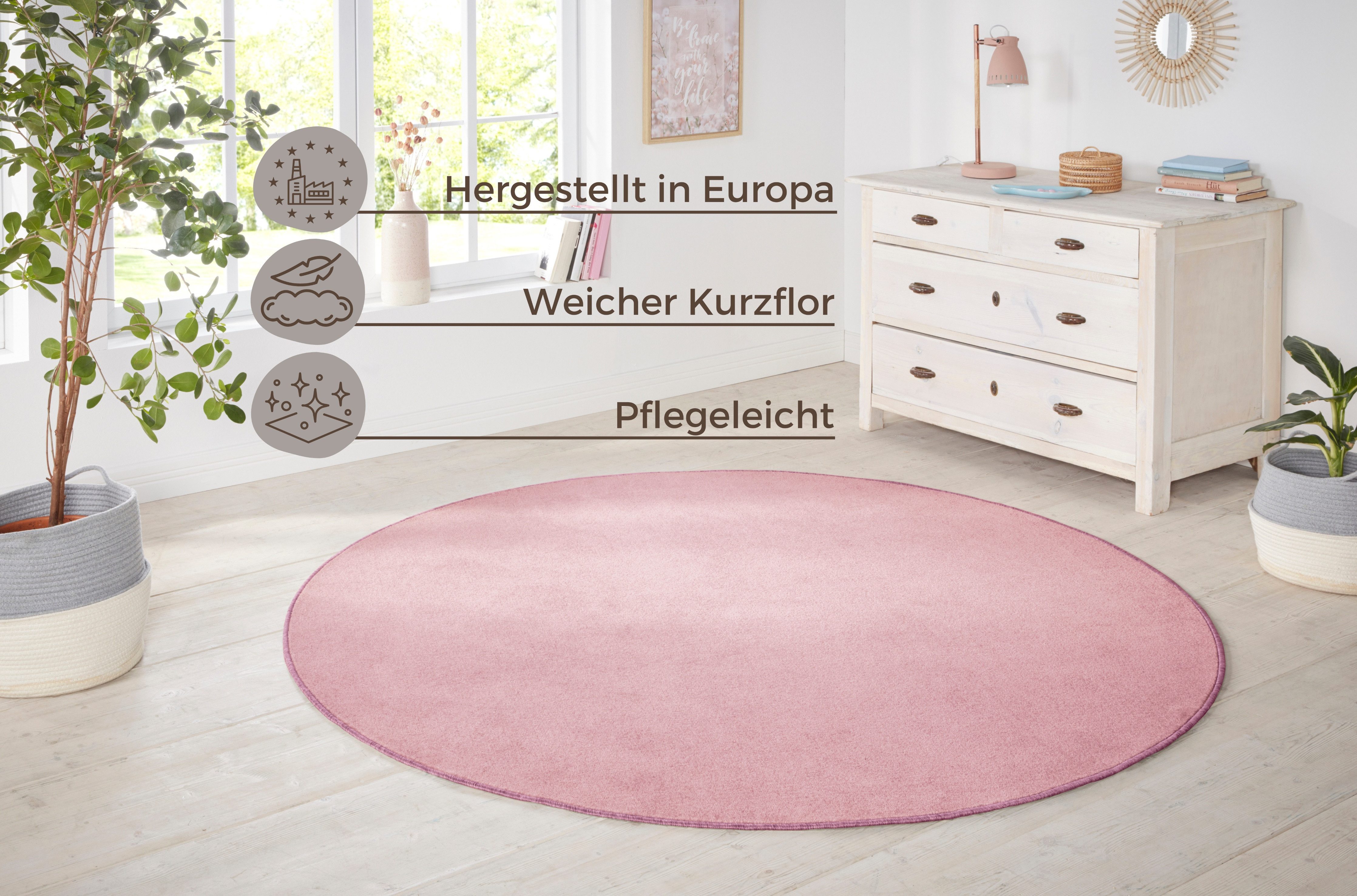 HANSE Home Vloerkleed Shashi Korte pool, unikleur, vloerkleed, zacht, eetkamer, kinderkamer, hal