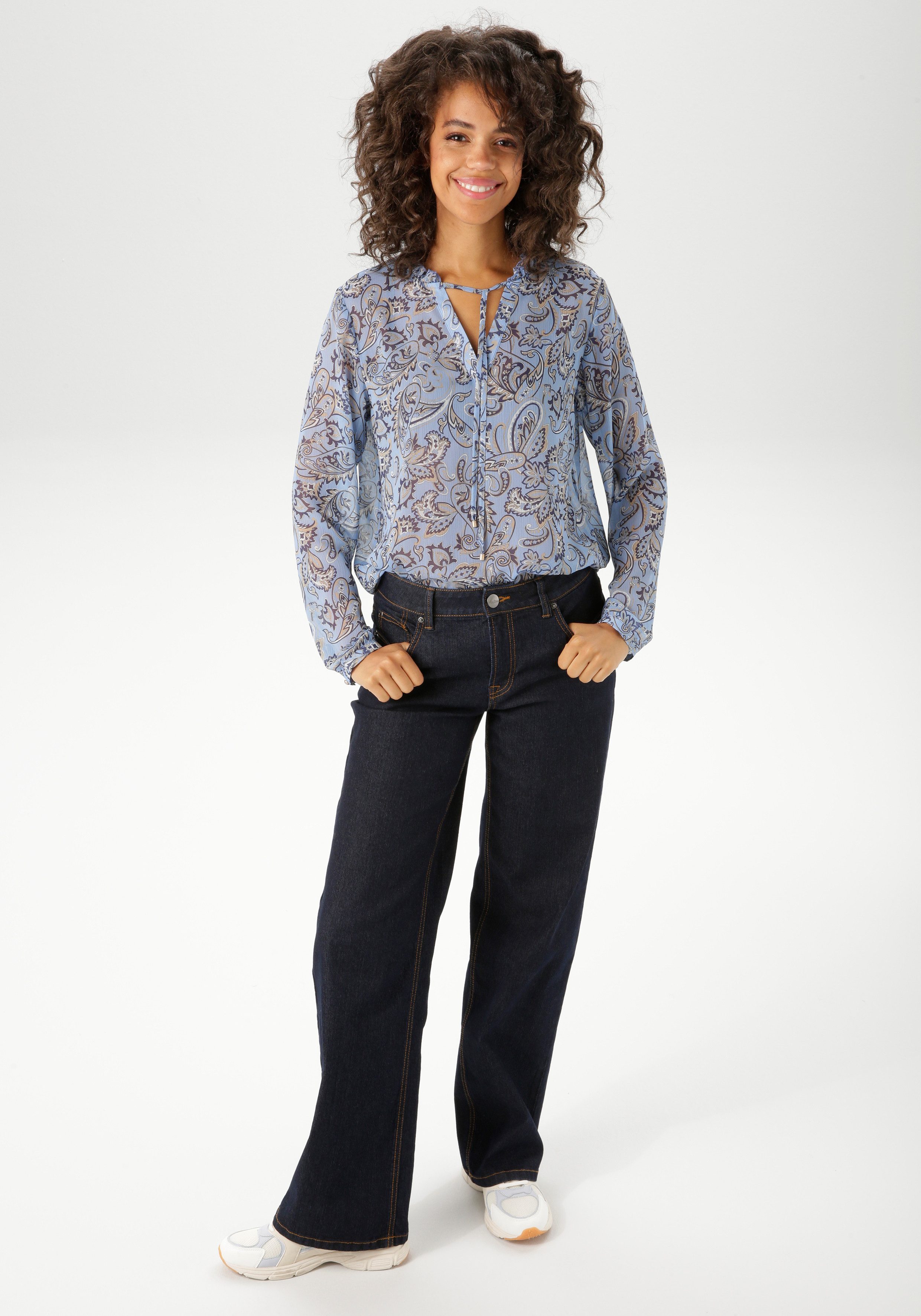 Aniston CASUAL Blouse zonder sluiting met kleurharmonisch paisley-patroon - nieuwe collectie