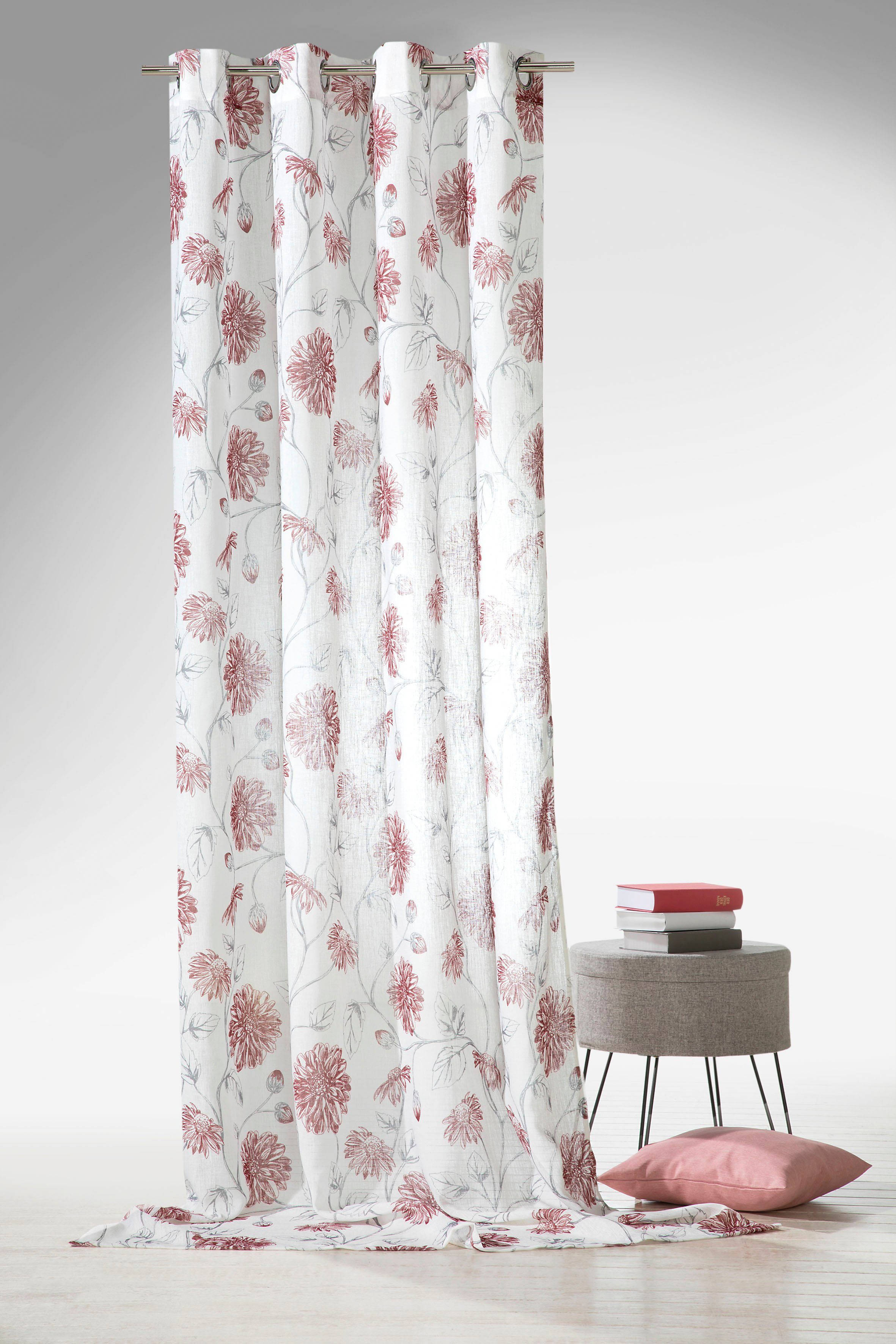 Weckbrodt Gordijn Dahlia (1 stuk) kant & klaar gordijnen rood