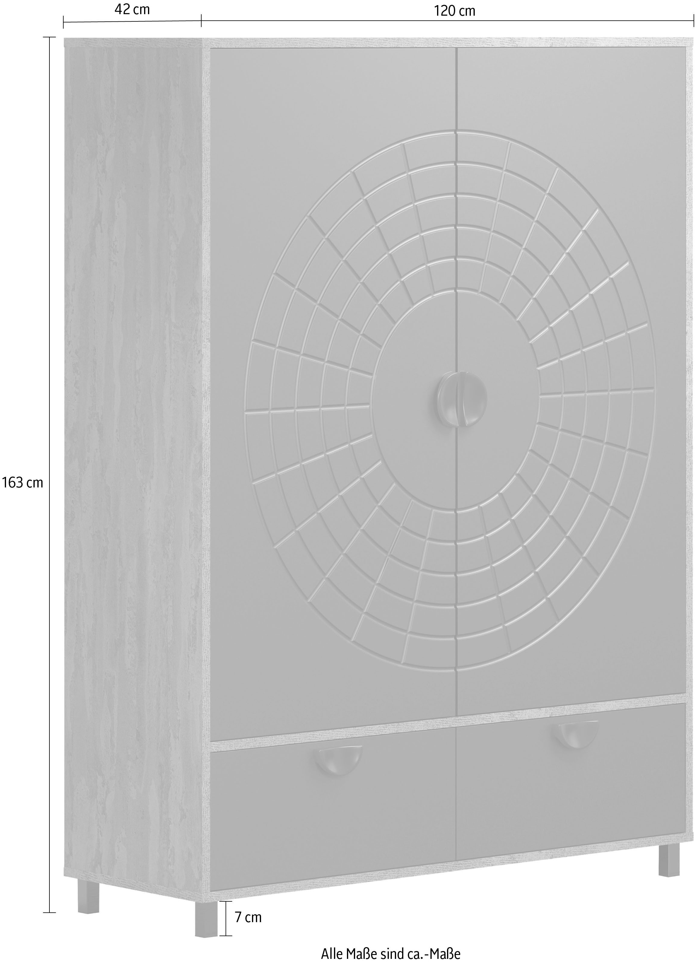 INOSIGN Highboard Fusion Opbergkast met bijzonder cirkelpatroon - (B/D/H) 120/42/163 cm (1 stuk)