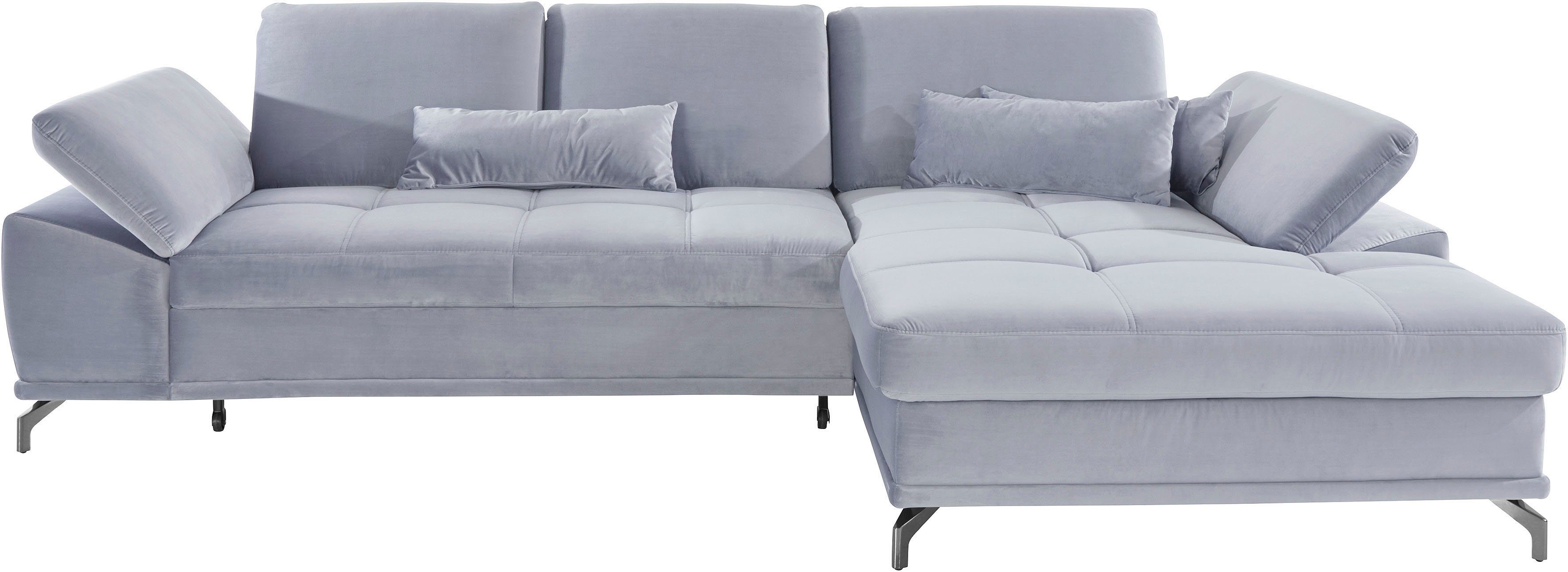Places of Style Hoekbank Costello L-vorm, met zitdiepteverstelling, armleuningverstelling en