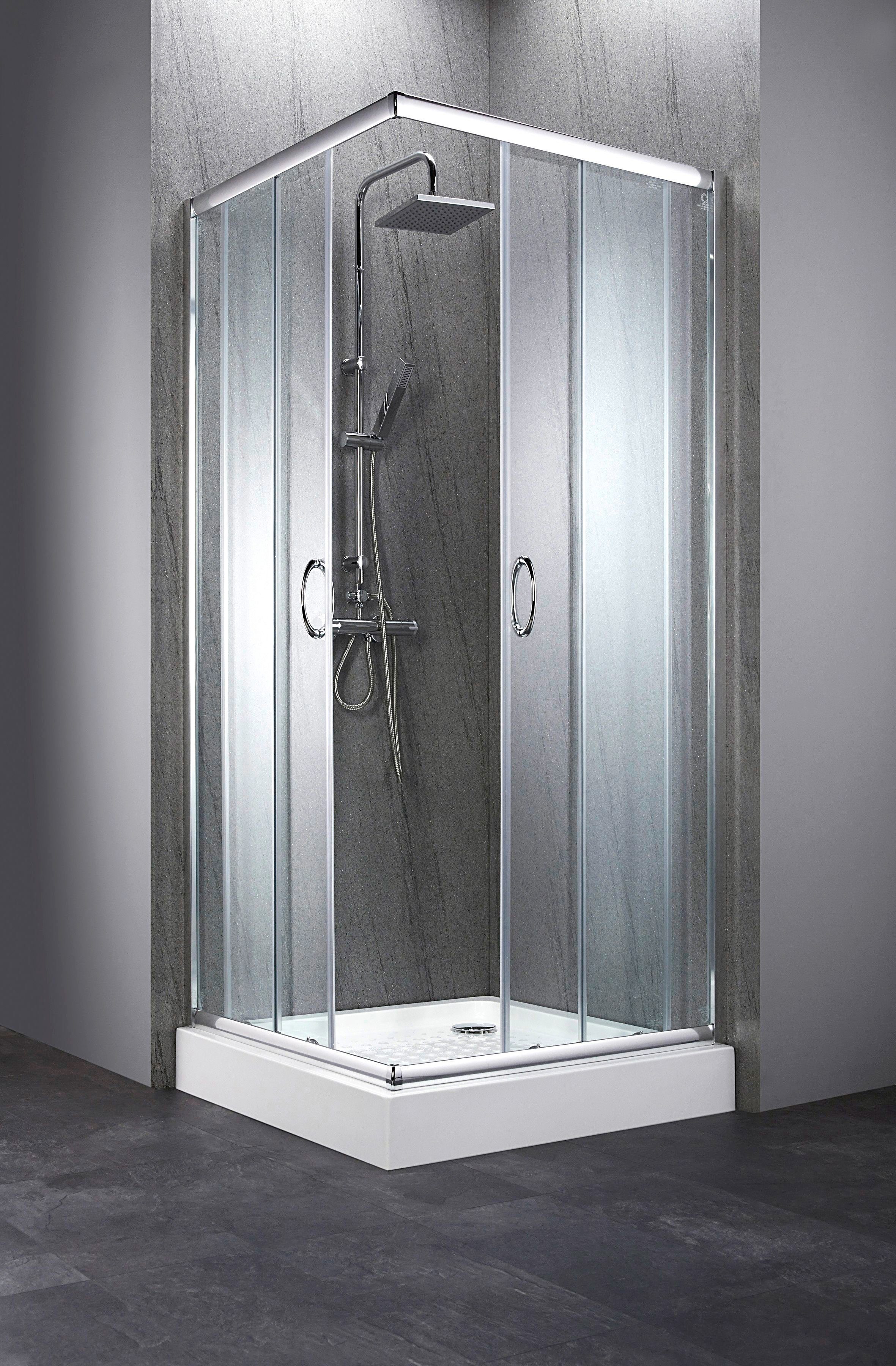 welltime Hoekdouchecabine Summer Set variabel verstelbereik, met schuifdeuren, 90 cm x 90 cm (voordeelset)