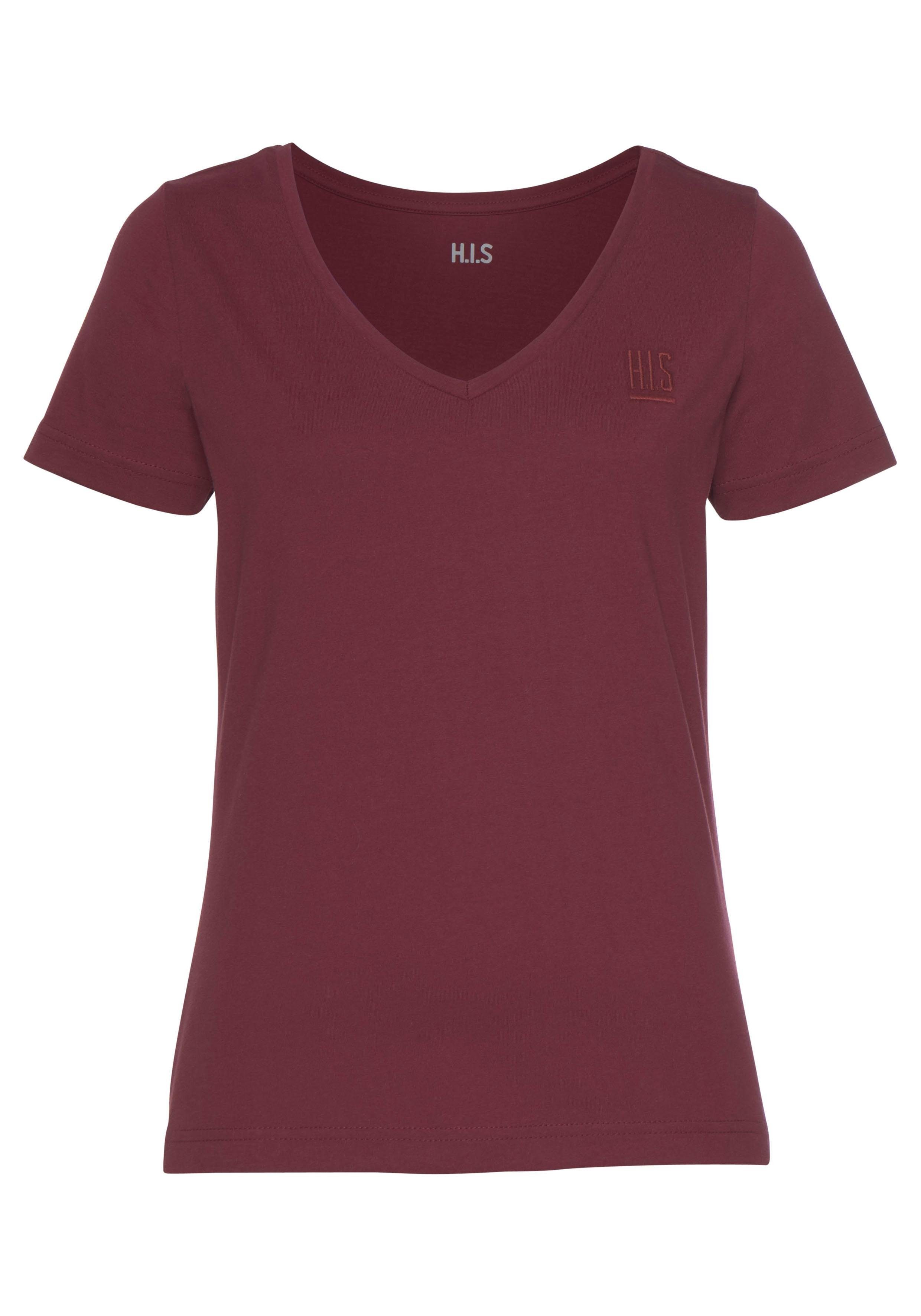 H.I.S T-shirt Essential basics heup-lange pasvorm, figuuraccentuerende snit, van 100% katoen (Set van 3)