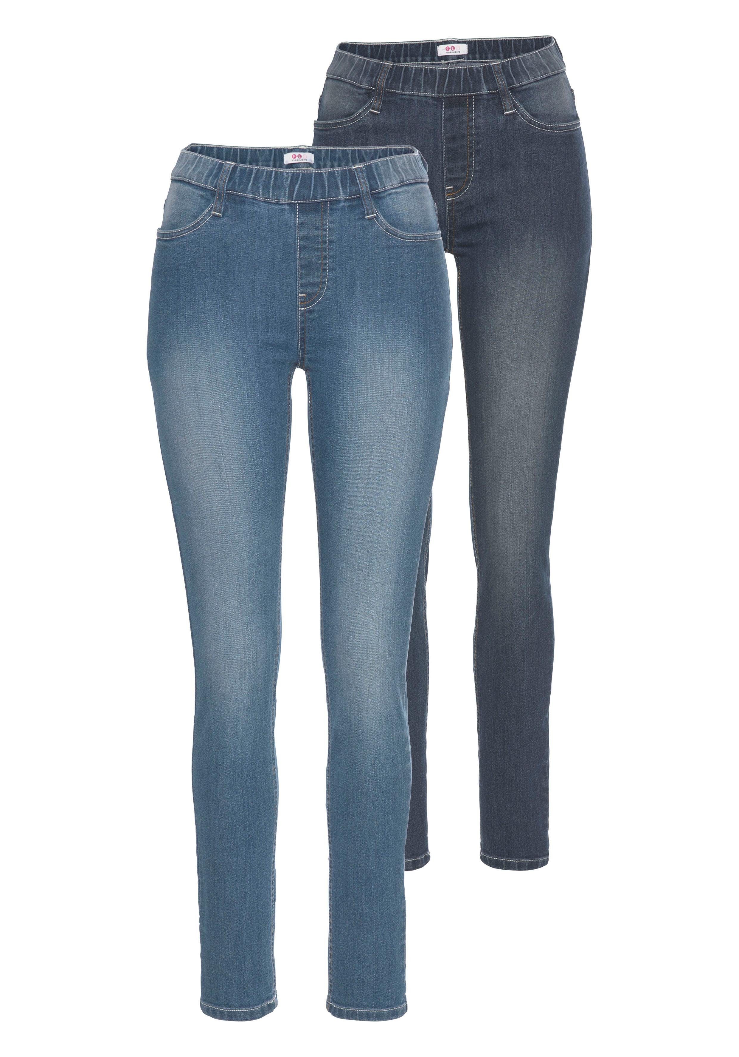 Flashlights Jeggings strakke pasvorm, skinny jeans, used-look-wassing, hoge taille (Set van 2)