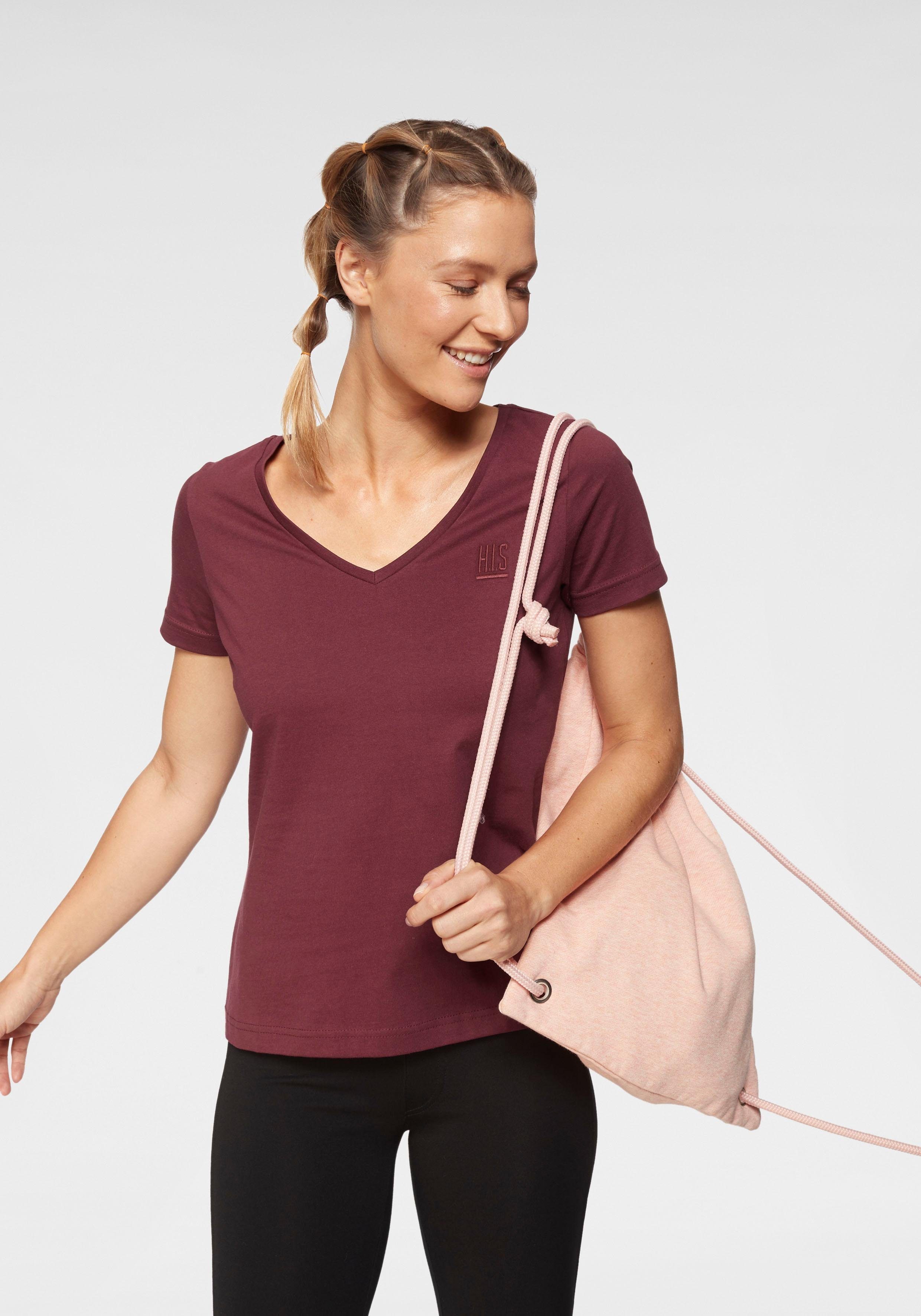H.I.S T-shirt Essential basics heup-lange pasvorm, figuuraccentuerende snit, van 100% katoen (Set van 3)