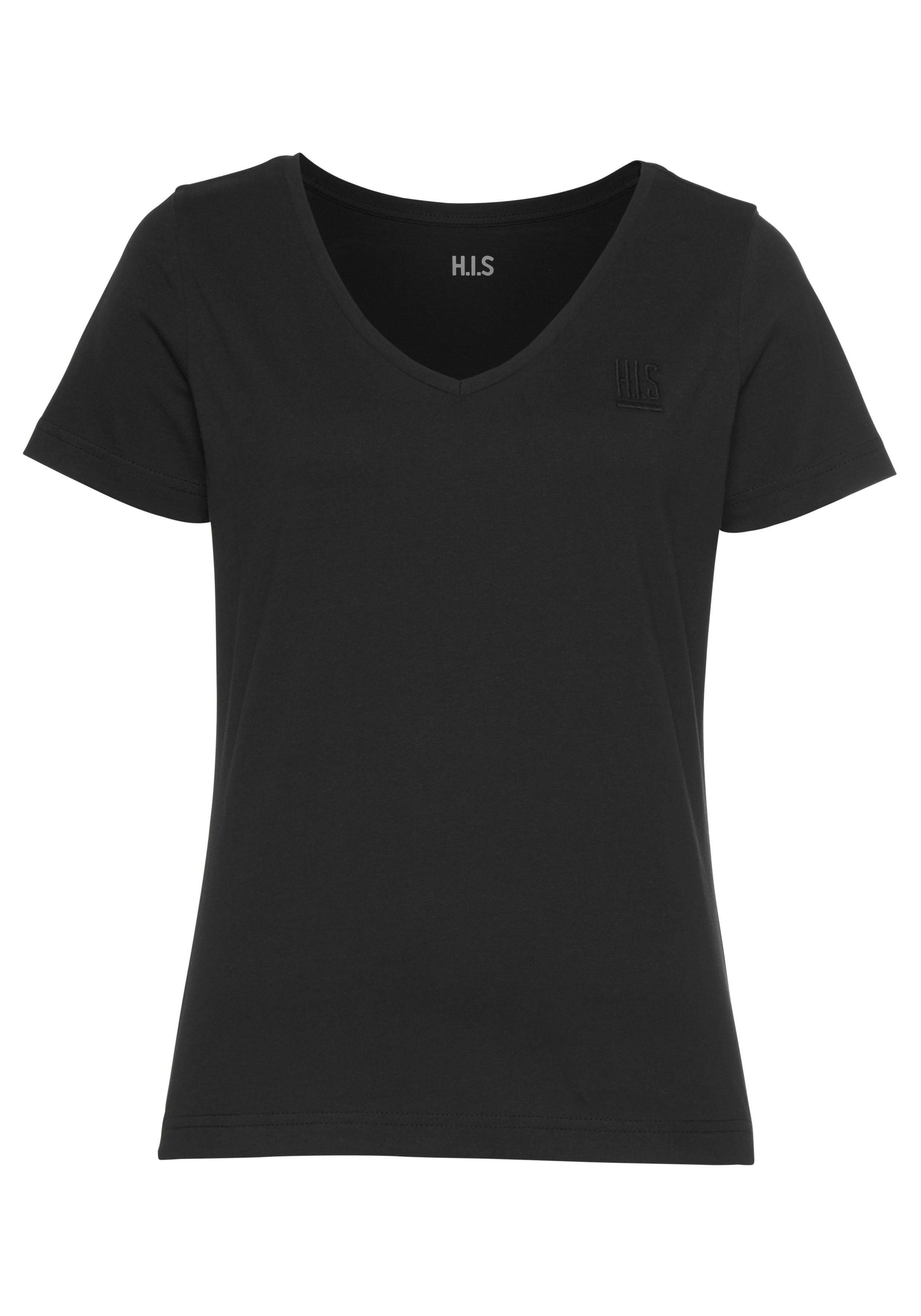 H.I.S T-shirt Essential basics heup-lange pasvorm, figuuraccentuerende snit, van 100% katoen (Set van 3)