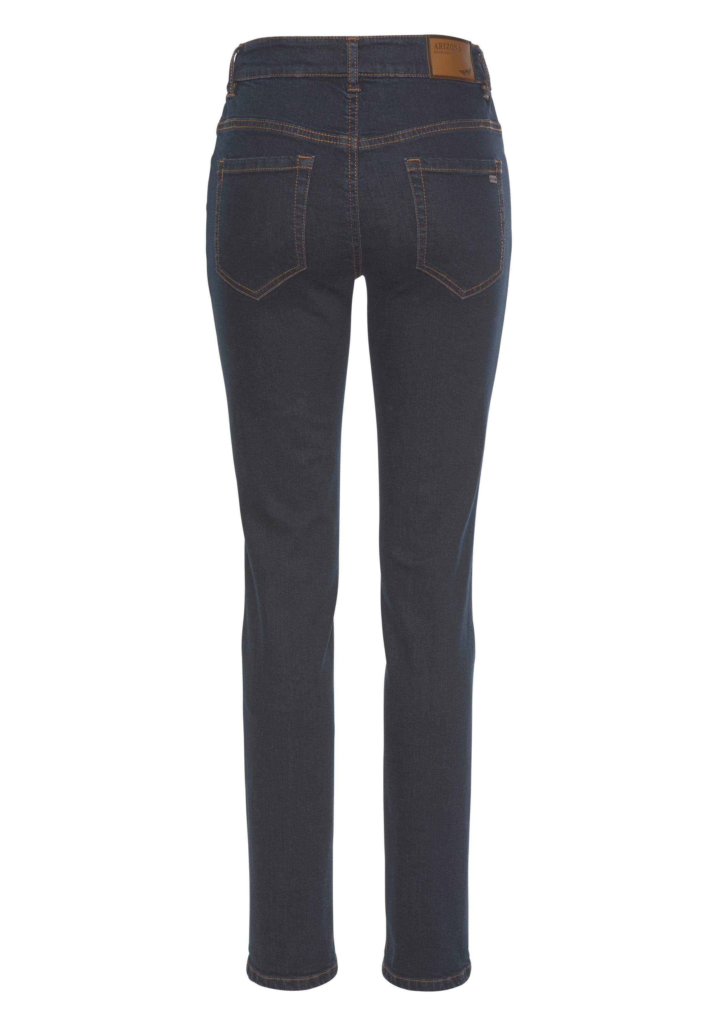 Arizona Slim fit jeans Tailleband met zij-elastiek inzet smalle pasvorm, skinny jeans, used-wassing, hoge taille
