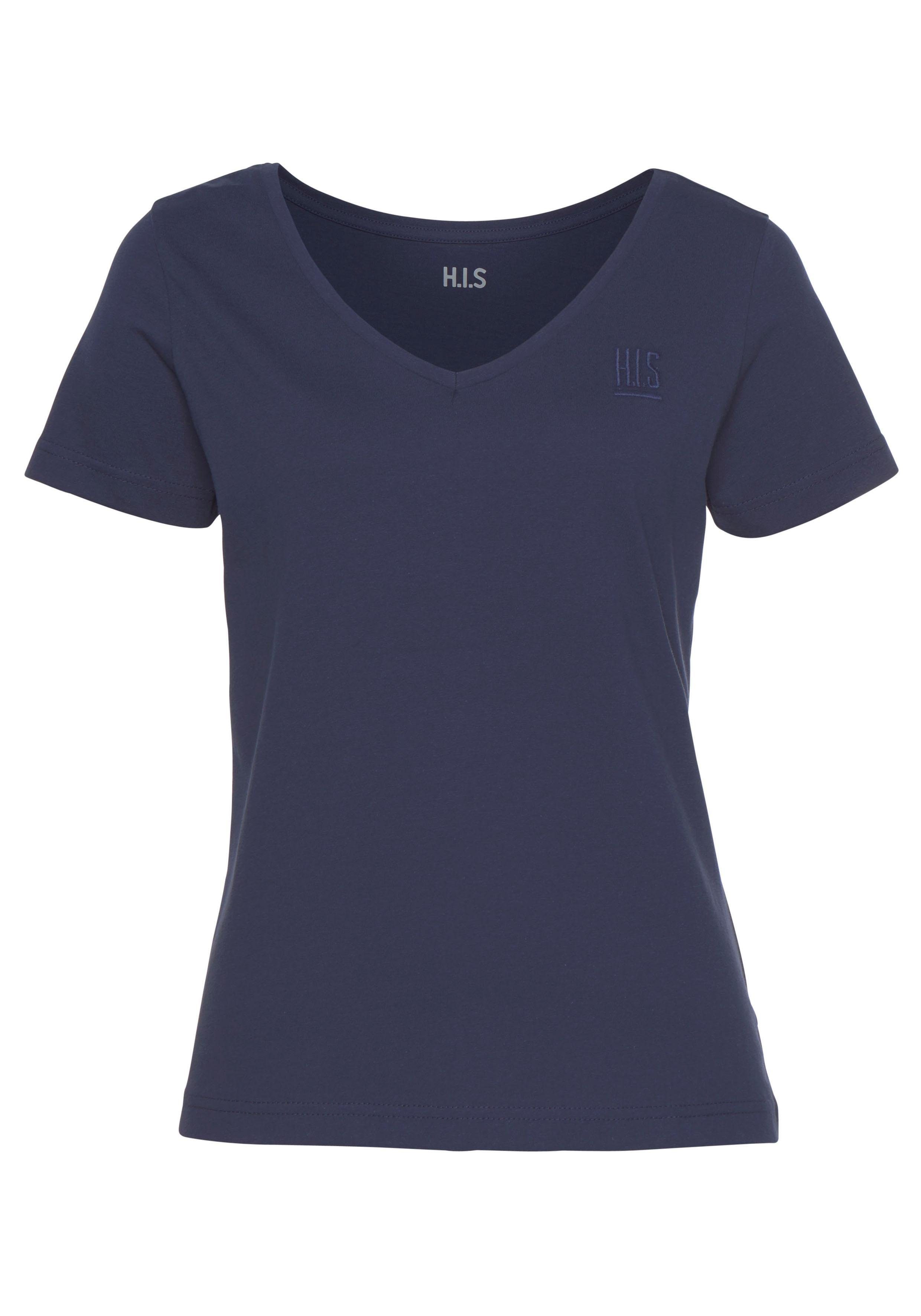 H.I.S T-shirt Essential basics heup-lange pasvorm, figuuraccentuerende snit, van 100% katoen (Set van 3)