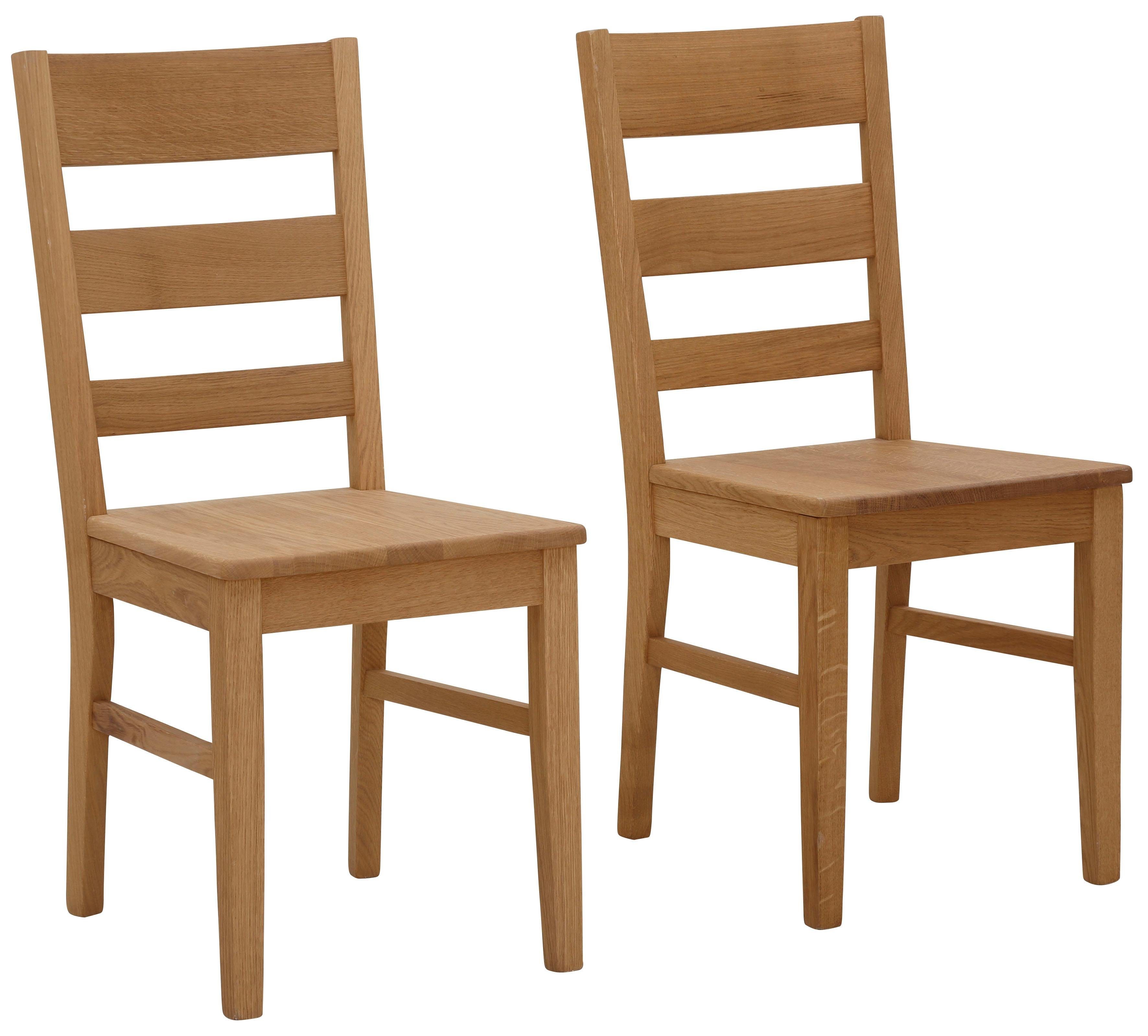 Home affaire Eetkamerstoel Paul Houten stoel van massief eiken (set, 2 stuks)