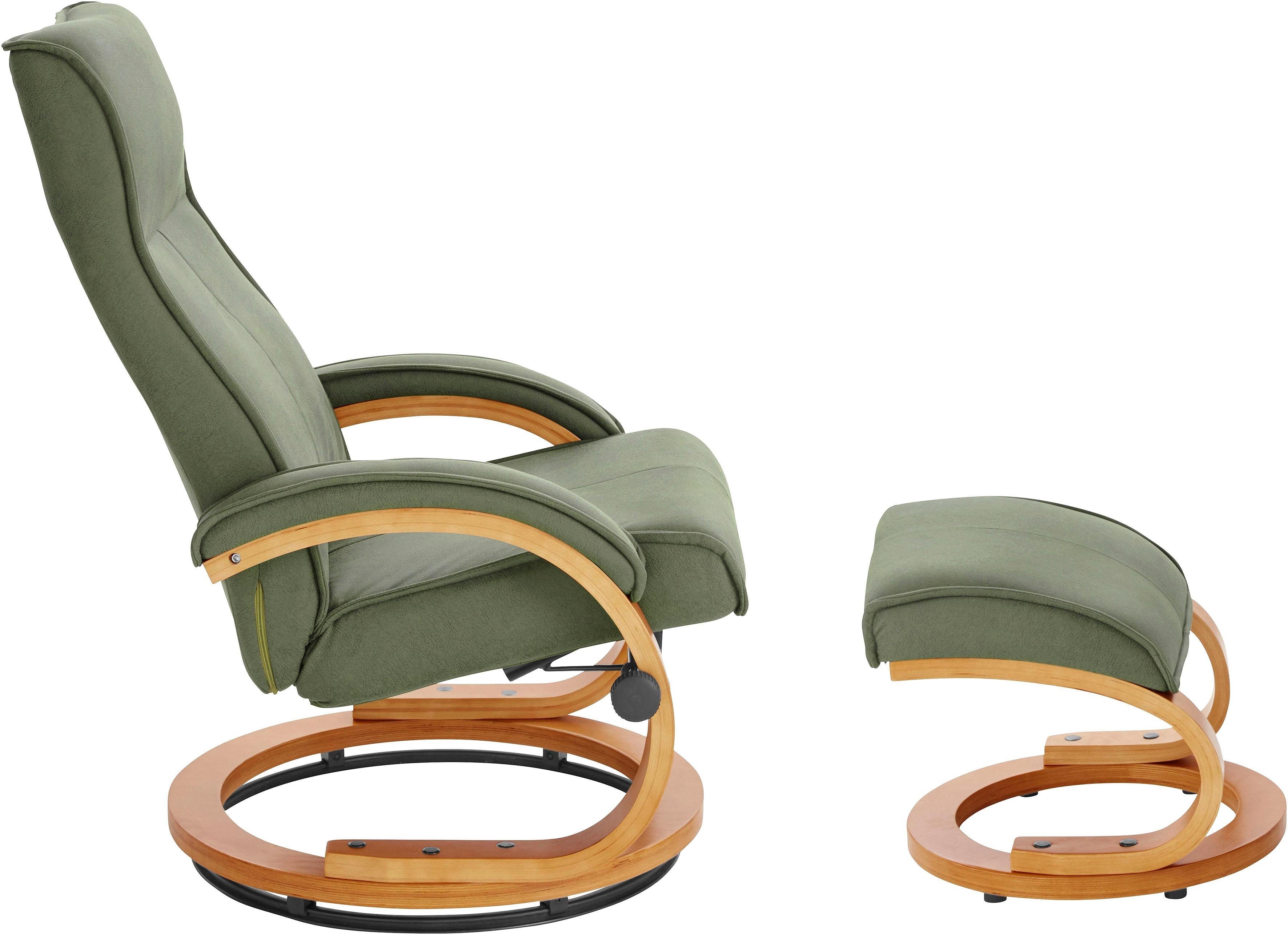 INOSIGN Relaxfauteuil Lille, TV-stoel, stoel met poef, woonkamer, Slaapfunctie, luxe microvezel bekleding en houten frame, zithoogte 46 cm