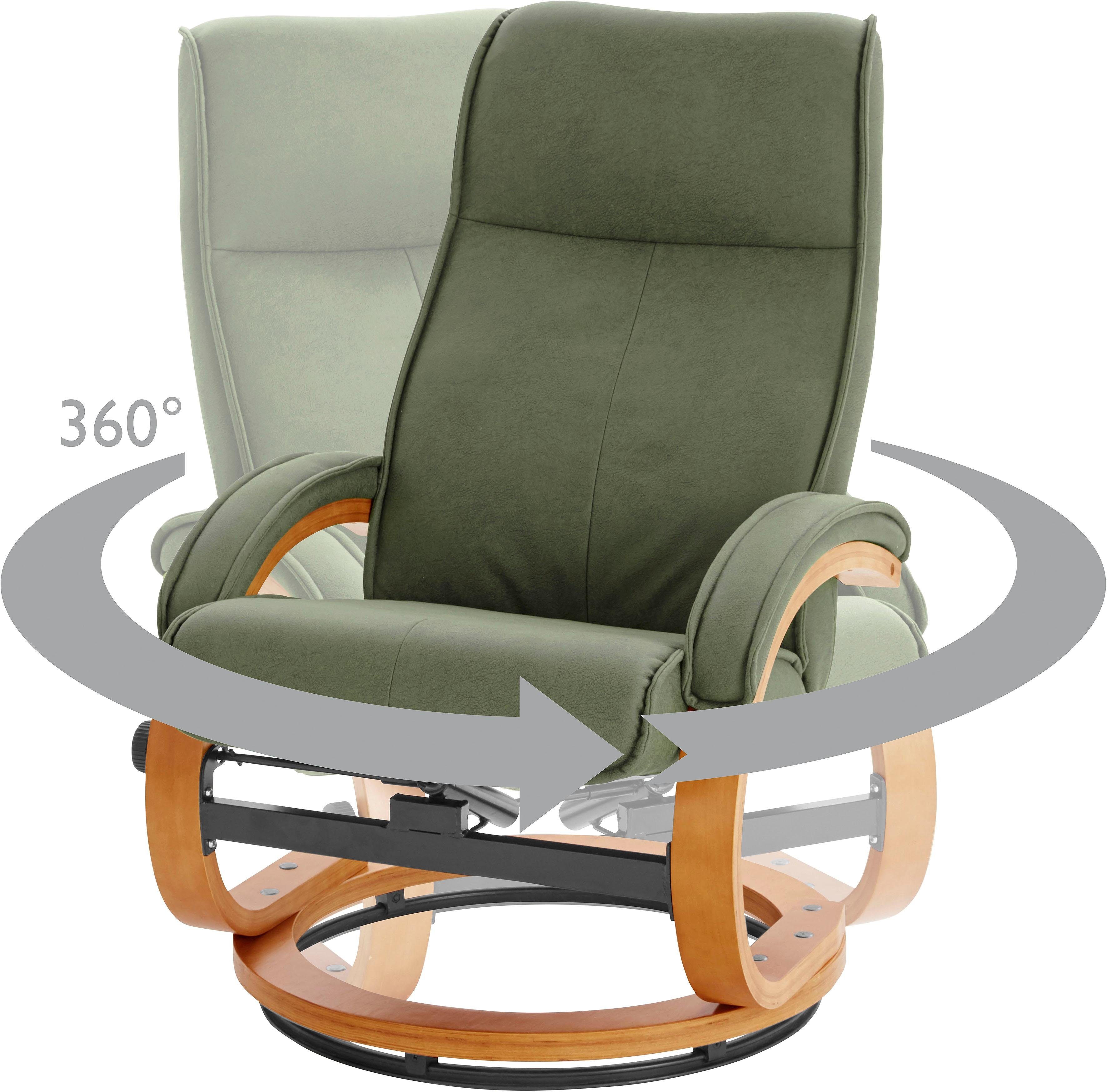 INOSIGN Relaxfauteuil Lille, TV-stoel, stoel met poef, woonkamer, Slaapfunctie, luxe microvezel bekleding en houten frame, zithoogte 46 cm