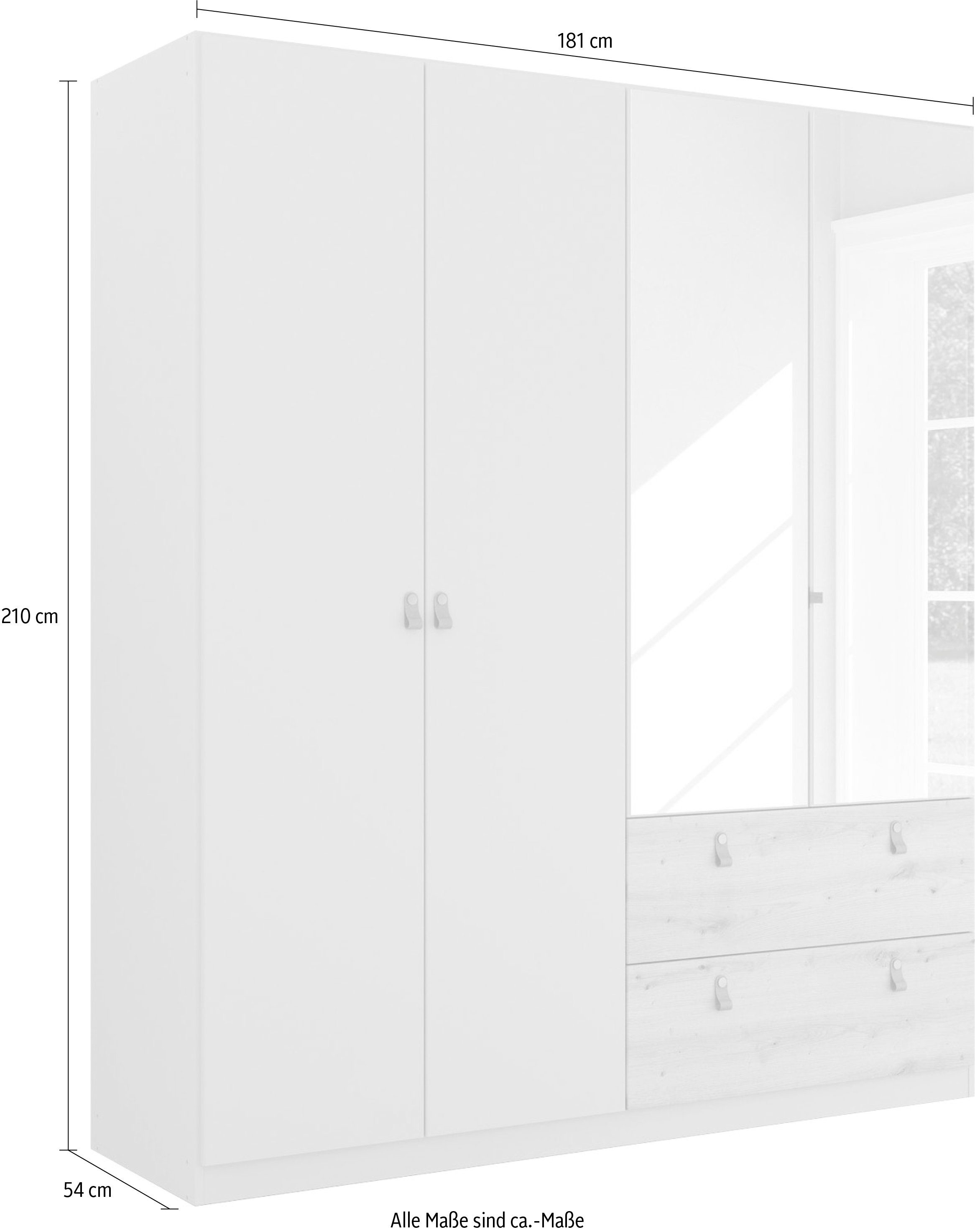 rauch Draaideurkast Homey by Quadra Spin met cognacbruine leren greeplussen, laden in eiken-decor