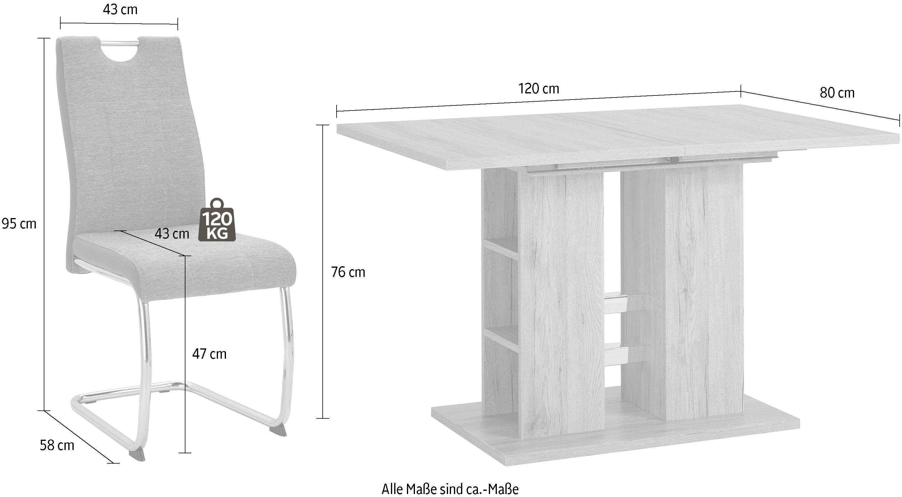 HELA Eethoek ALINA G bestaande uit een tafel en 4 stoelen (set, 5-delig)