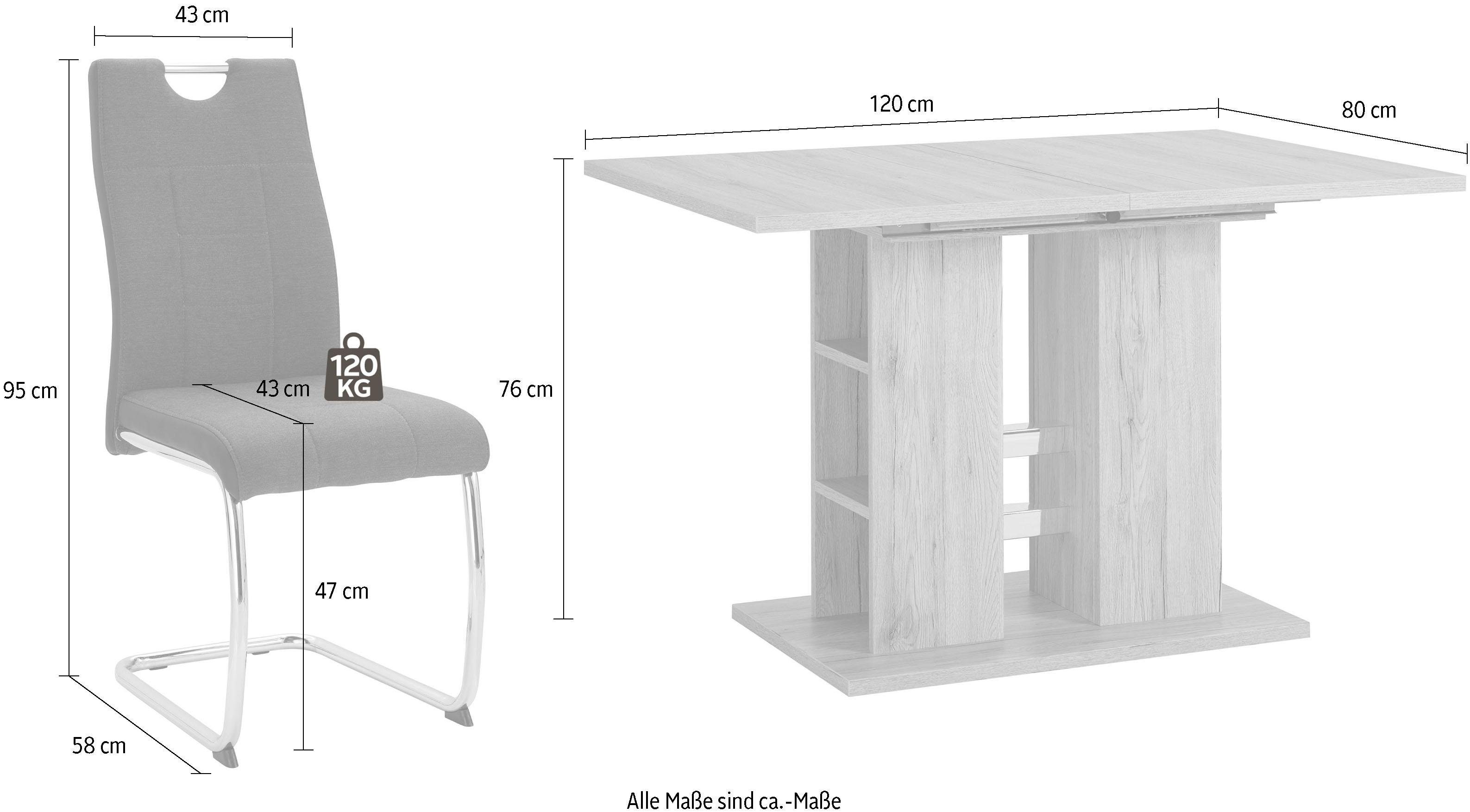 HELA Eethoek ALINA G bestaande uit een tafel en 4 stoelen (set, 5-delig)