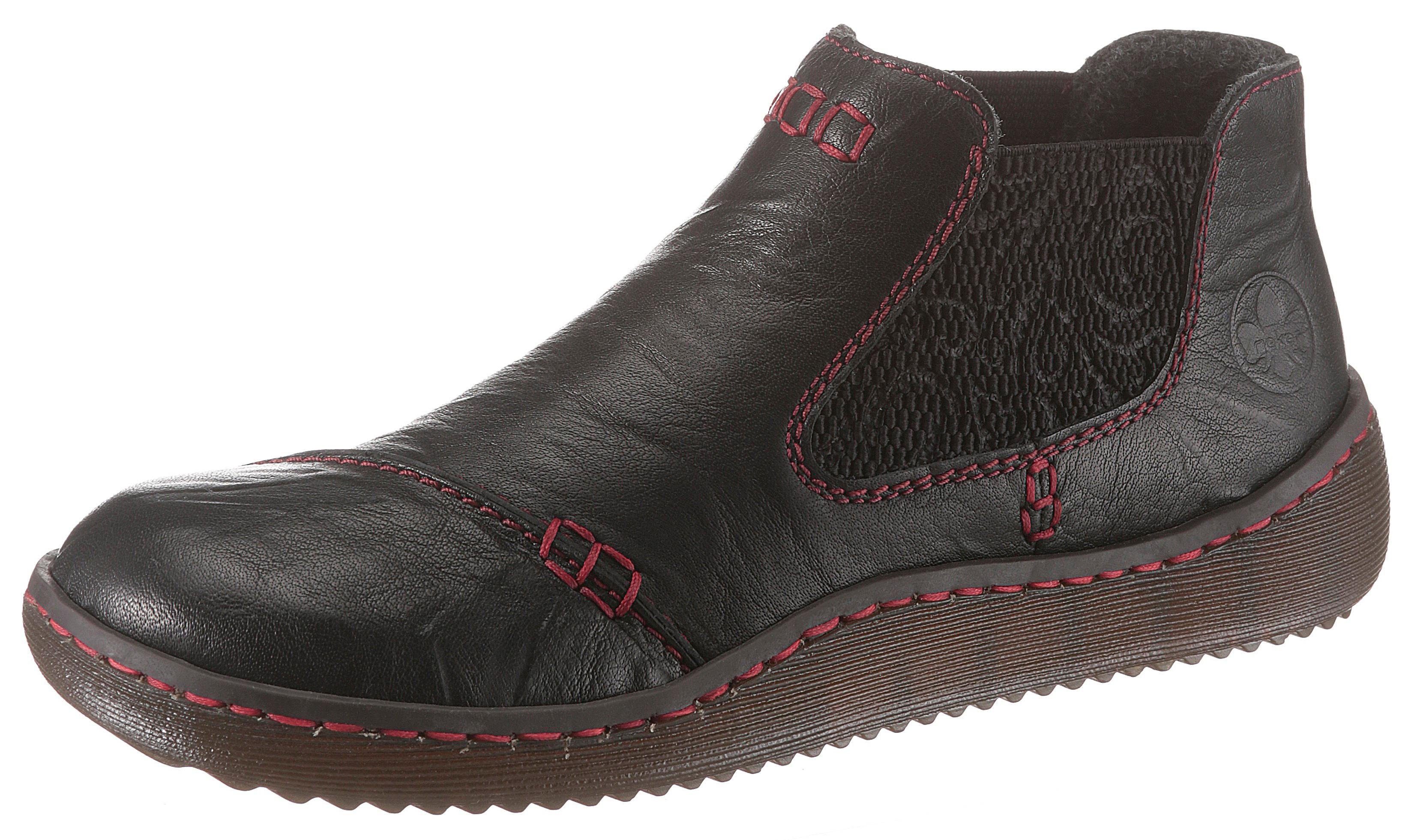 Rieker Chelsea-boots , ankle boot, laarzen, instapschoen met gedessineerde stretch inzet
