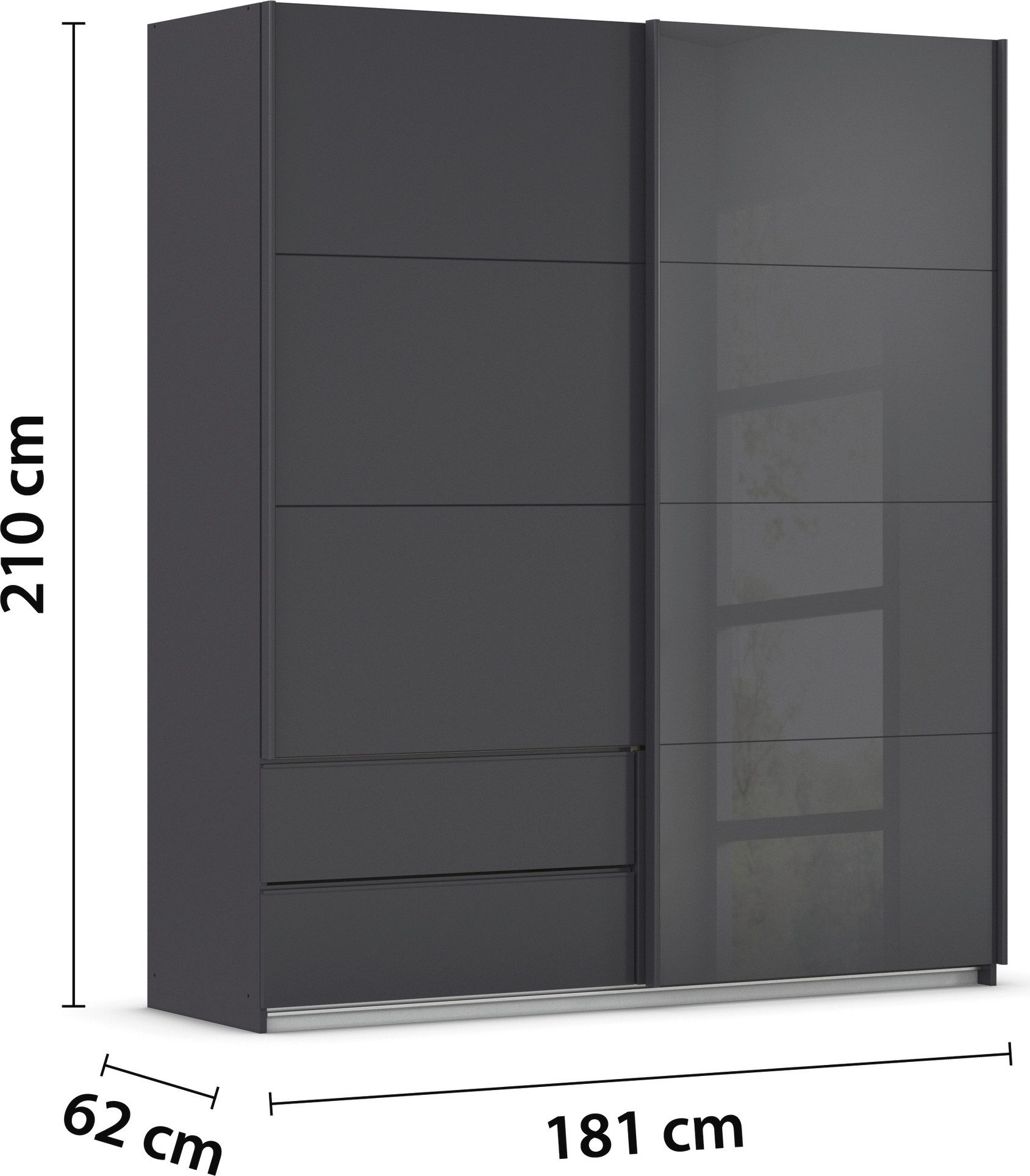 rauch Schuifdeurkast Kledingkast Kast Garderobe ELARA Glazendeur/Grauw spiegel
