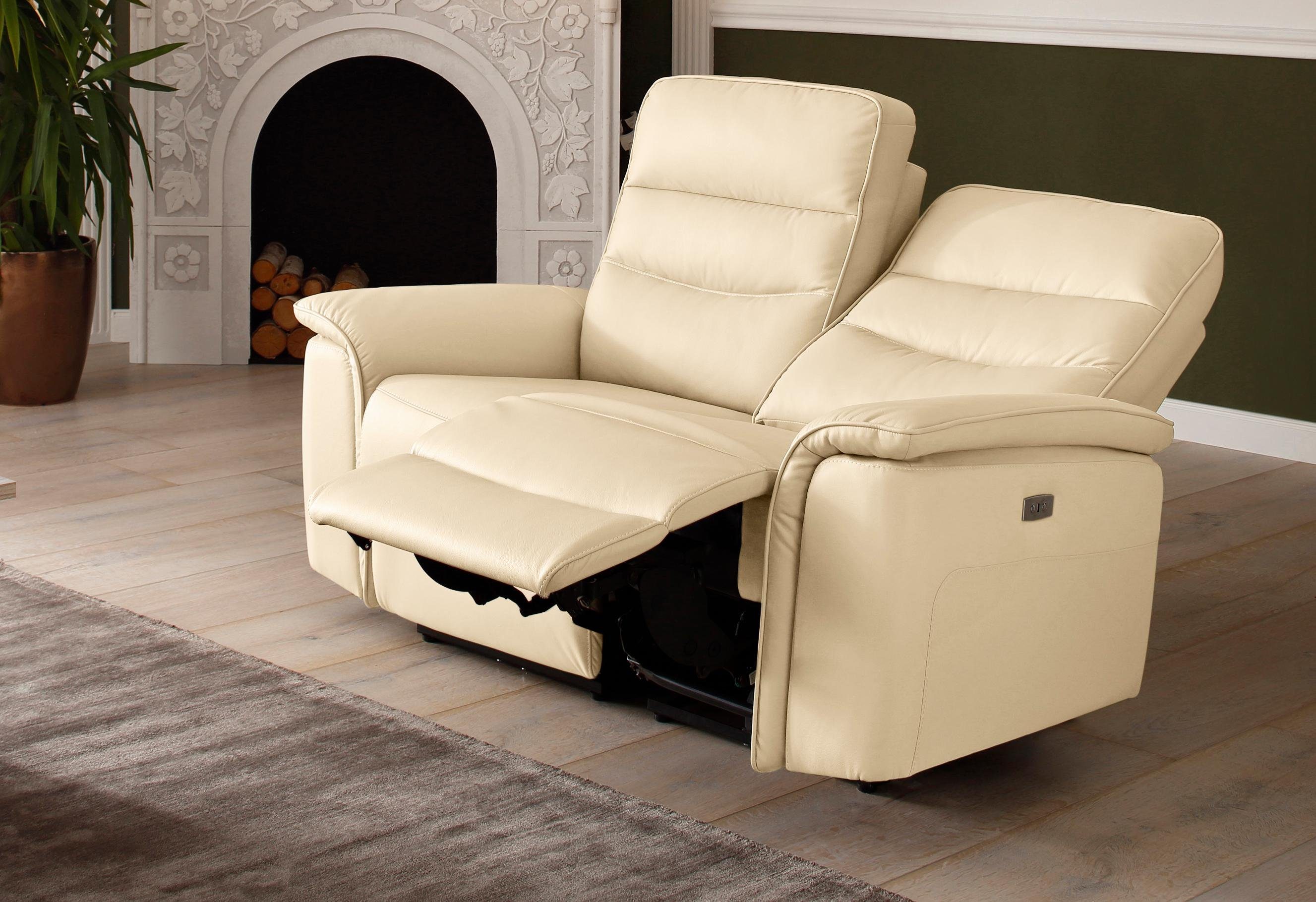 Home affaire 2-zitsbank Maldini elektrische relaxfunctie en usb-aansluiting, breedte 166 cm