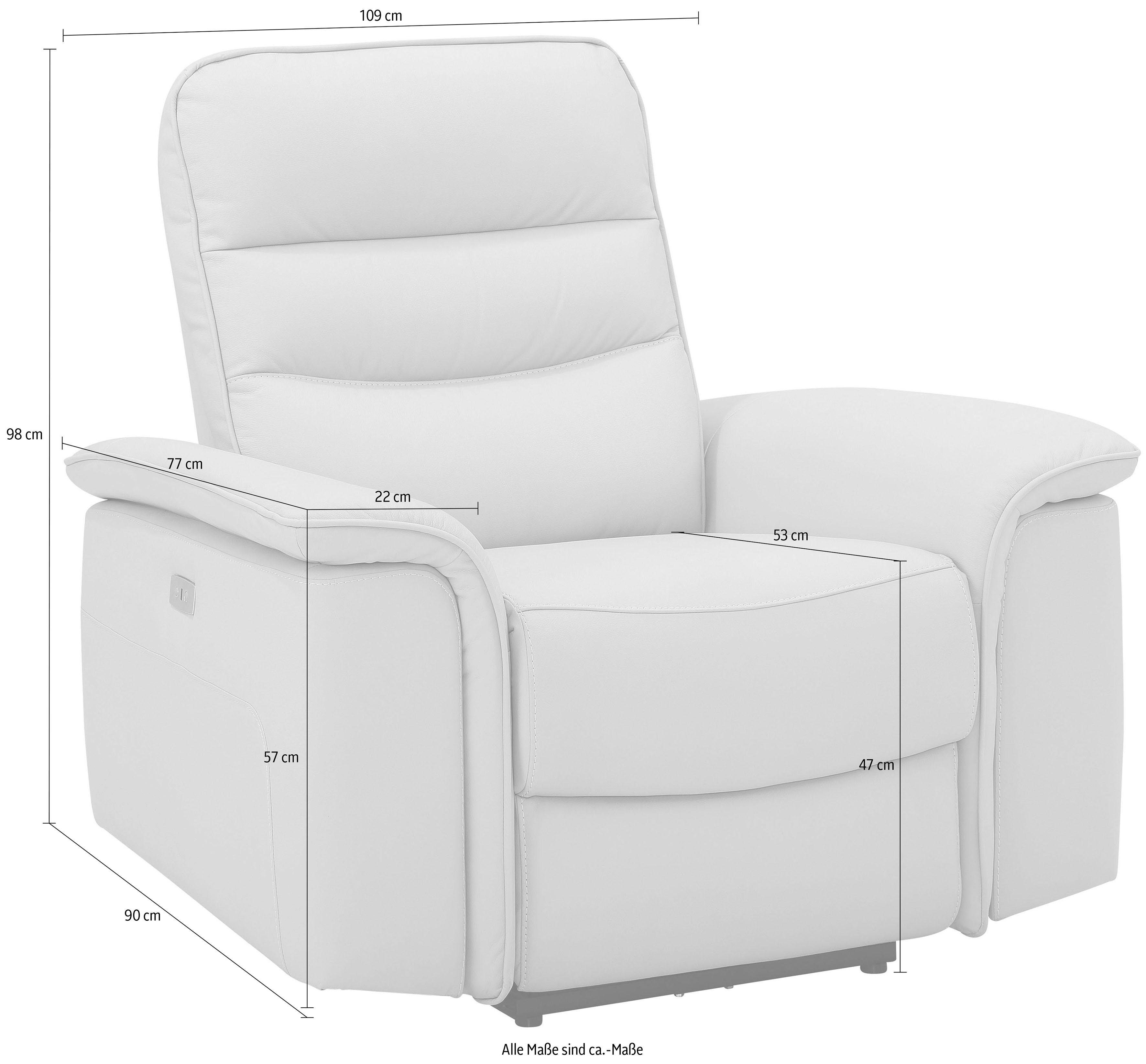Home affaire Relaxfauteuil Maldini, TV-stoel met elektrische relaxfunctie en usb-stekkeraansluiting, breedte 109 cm