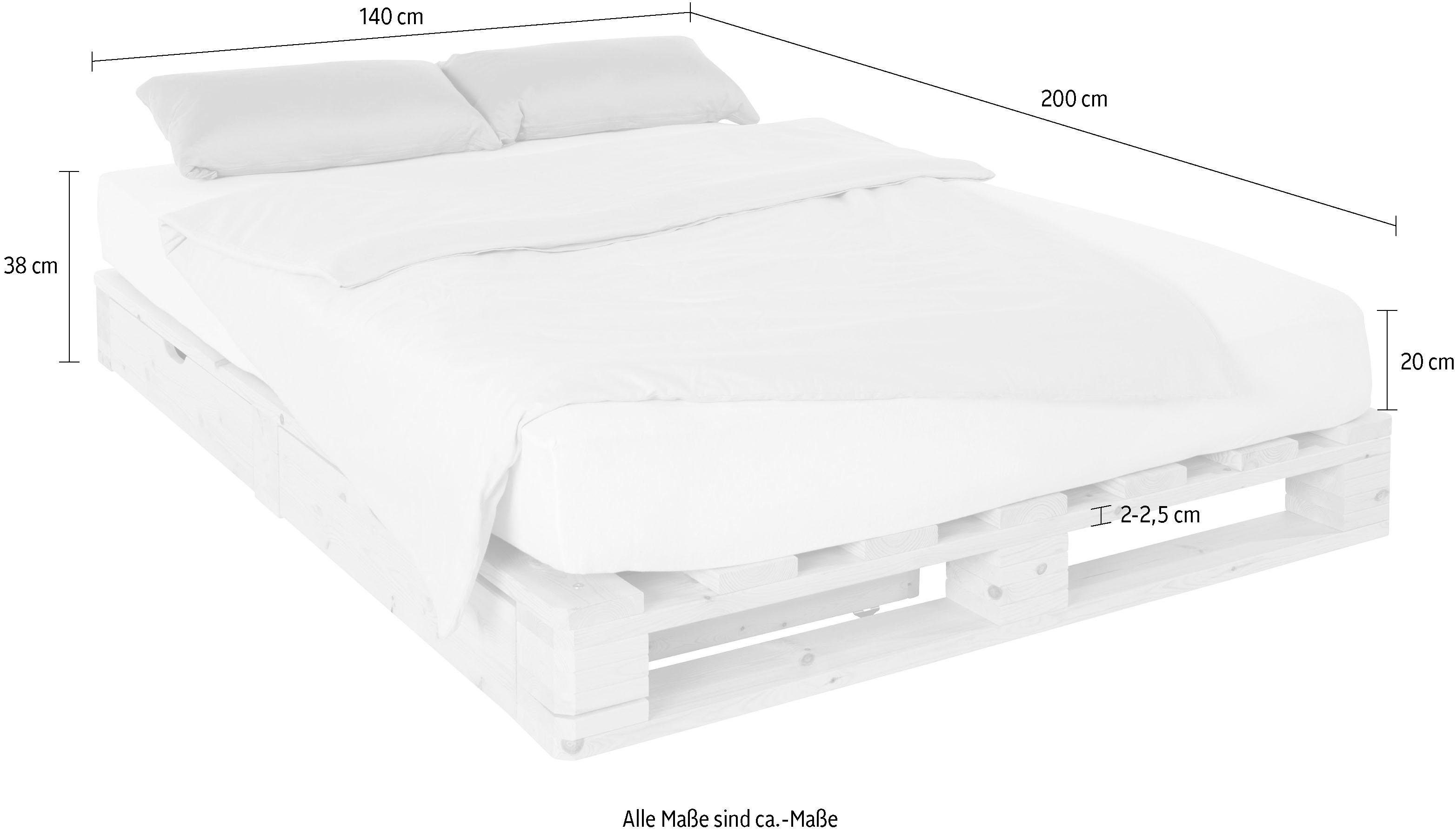 Home affaire Palletbed "ALASCO" BESTSELLER! Met lade gecertificeerd massief hout, uit te breiden tot tweepersoons- of familiebed