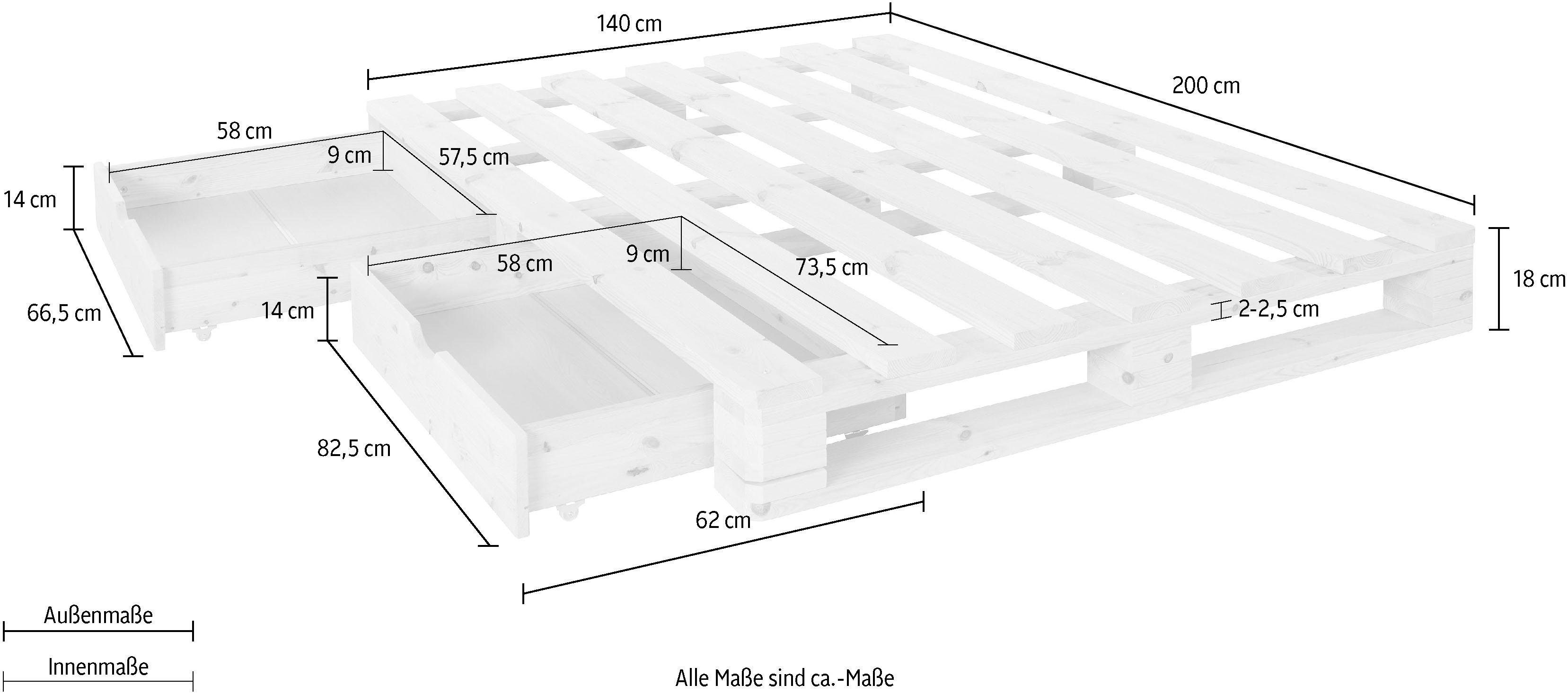 Home affaire Palletbed "ALASCO" BESTSELLER! Met lade gecertificeerd massief hout, uit te breiden tot tweepersoons- of familiebed