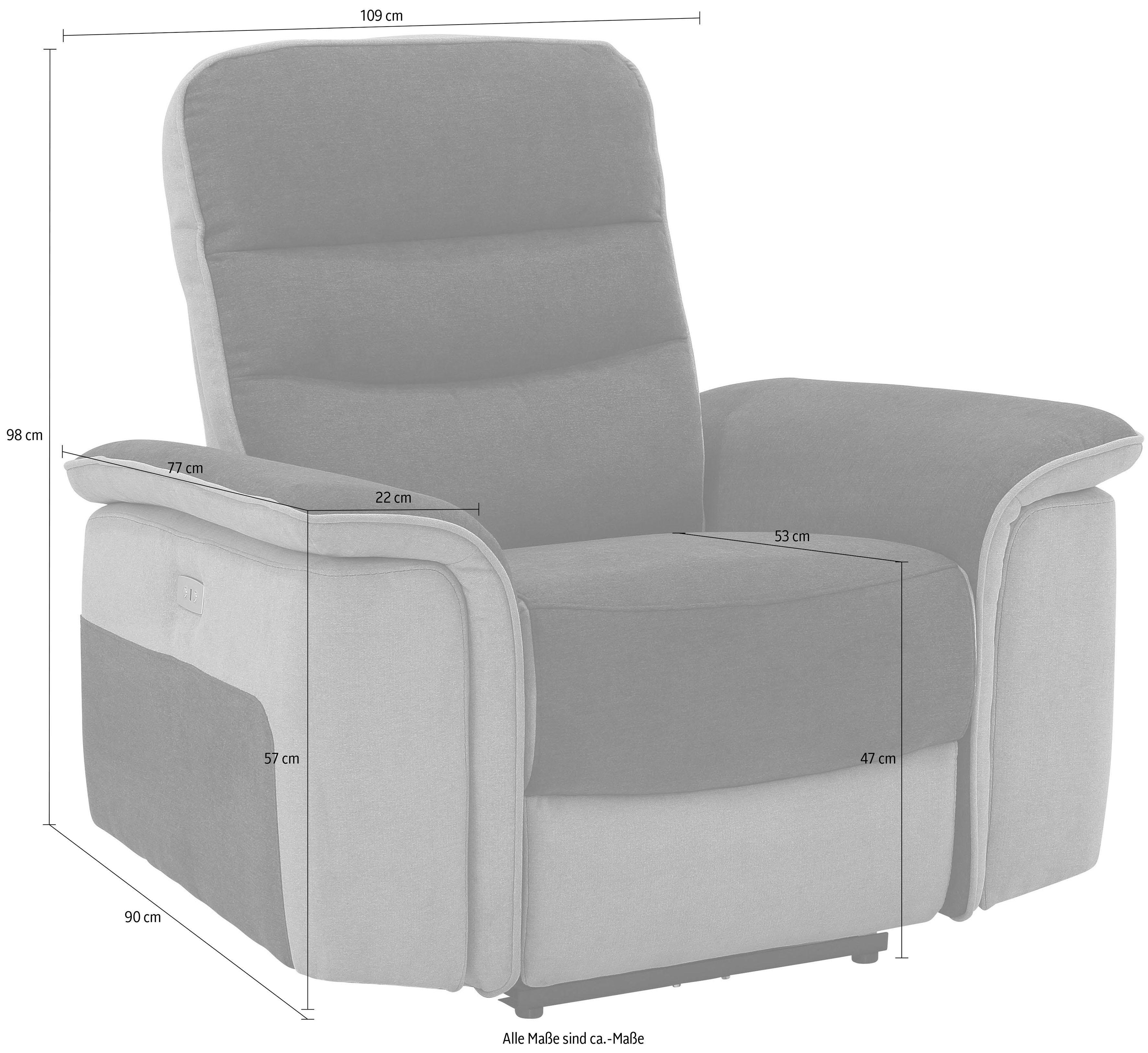 Home affaire Relaxfauteuil Maldini, TV-stoel met elektrische relaxfunctie en usb-stekkeraansluiting, breedte 109 cm