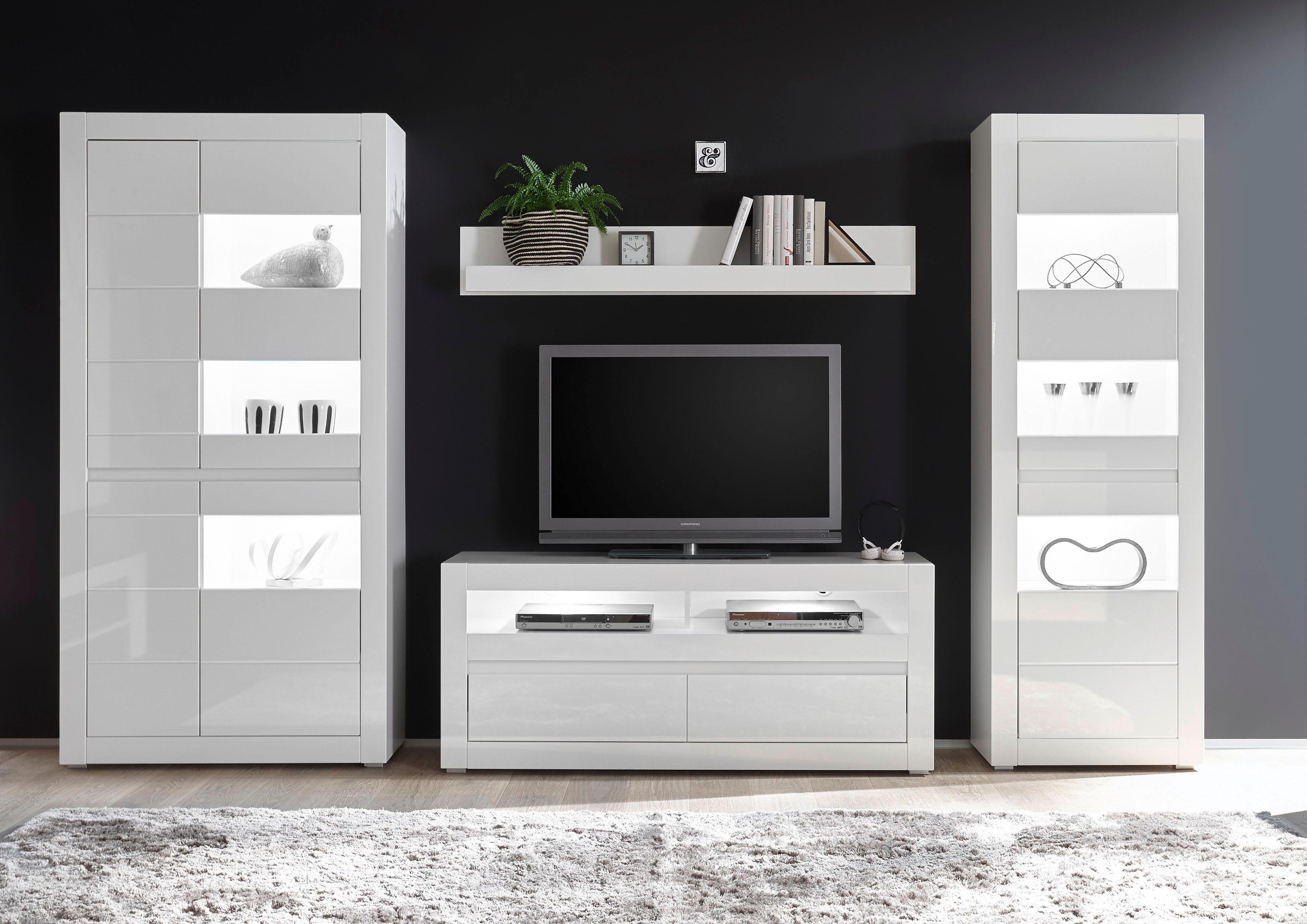 INOSIGN Wandmeubel Carat wordt geleverd met twee latten, 1 x grijs, 1 x wit (set, 4-delig) tv-wandmeubels wit