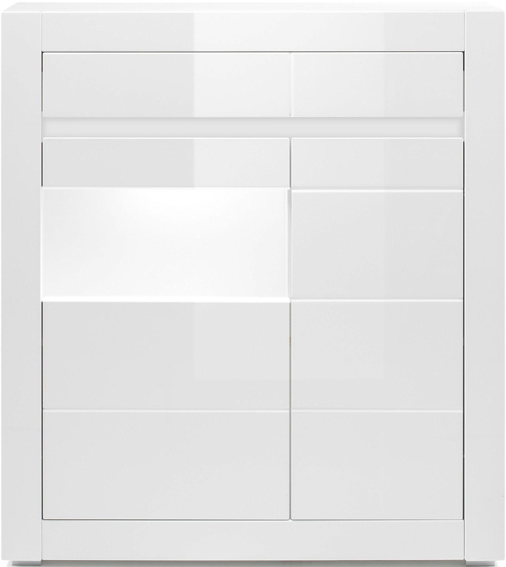 INOSIGN Vitrinekast Carat Hoogte 112 cm, latten geleverd, 1 x grijs, 1 x wit vitrinekasten wit